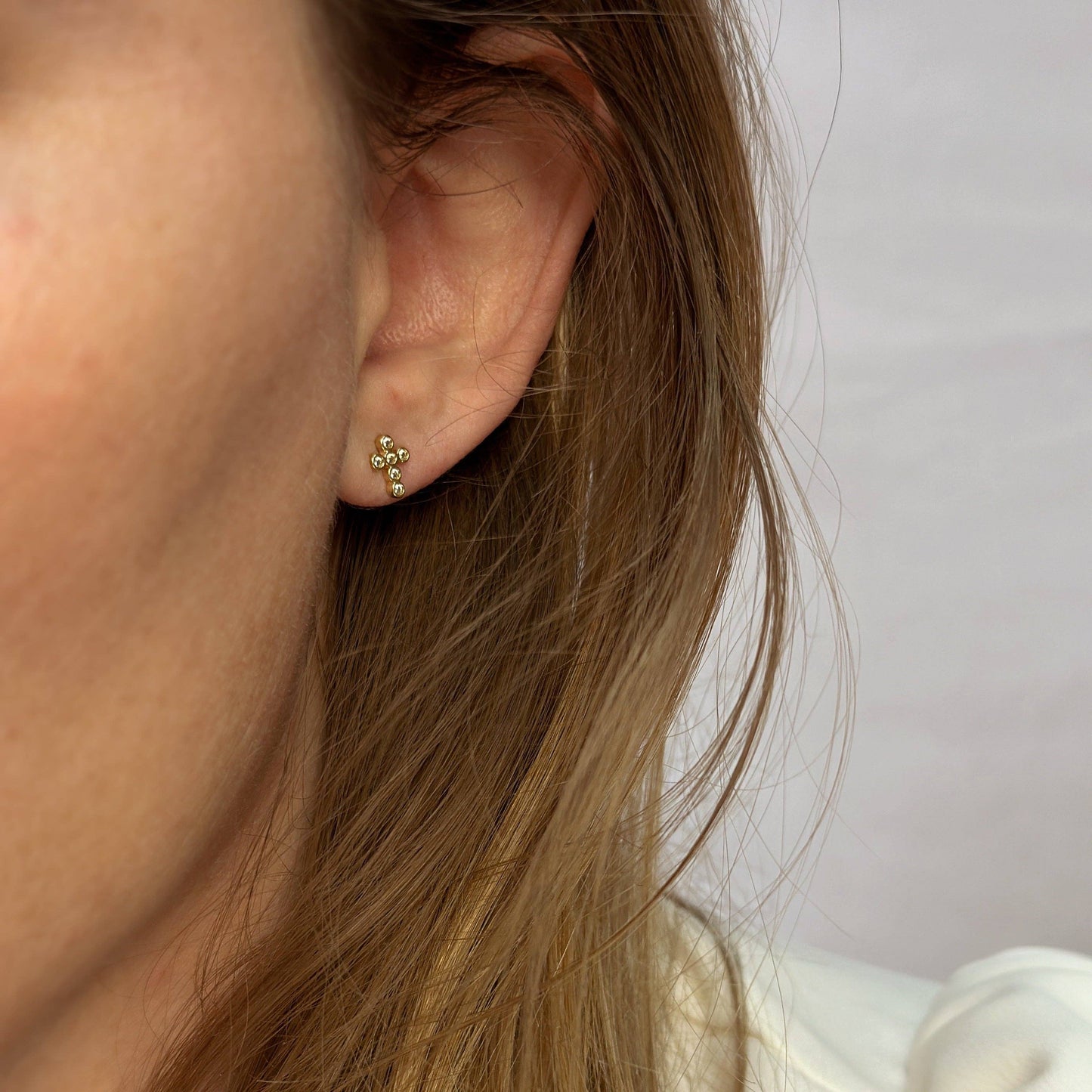 Mini Bezel CZ Cross Studs | 18k Gold Fill