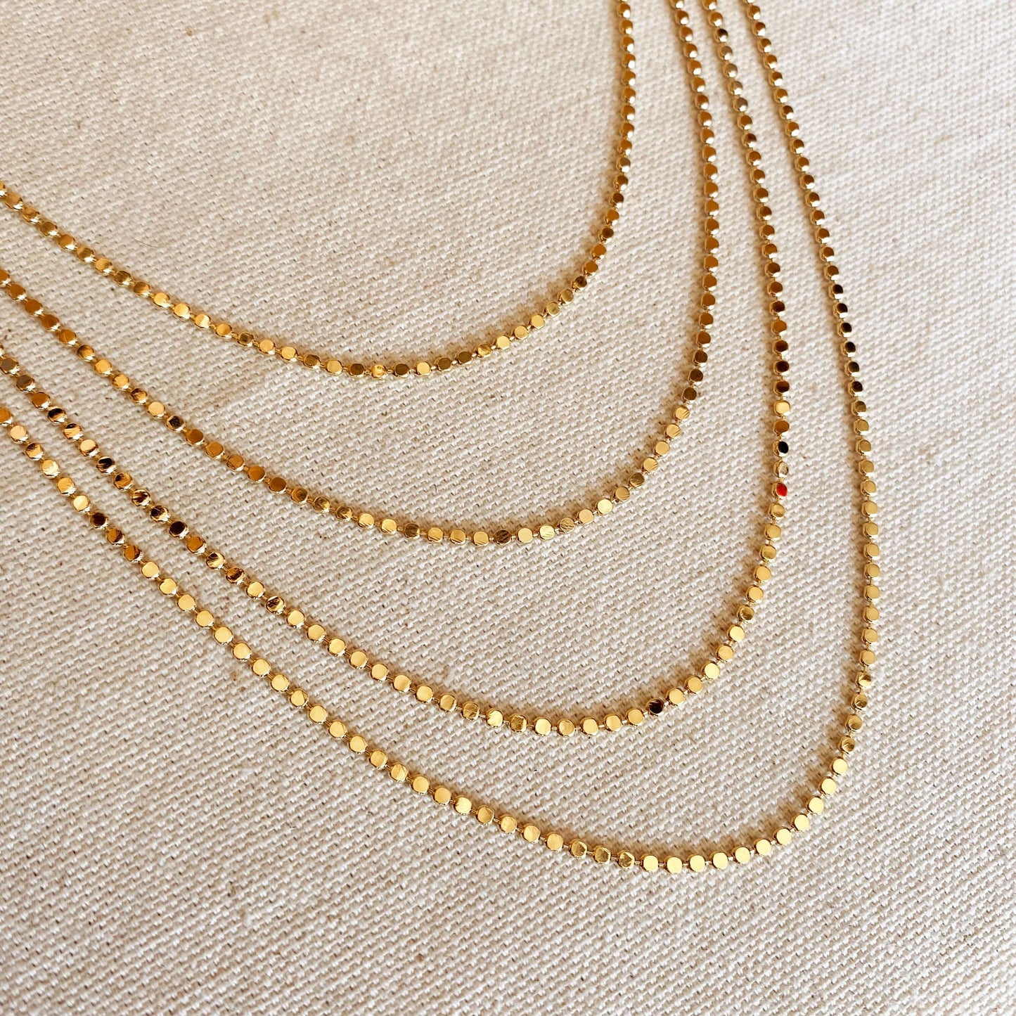 18k Gold Fill 2mm Flat Ball Chain Necklace | 16 inches