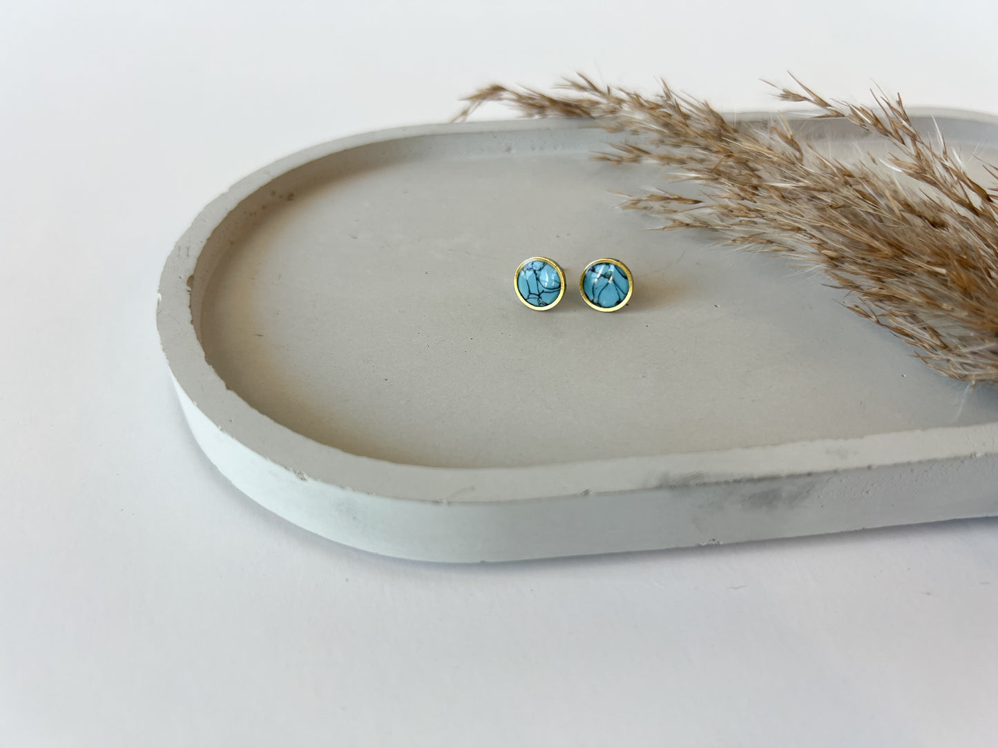 Gold Trim Basic Studs | Faux Turquoise