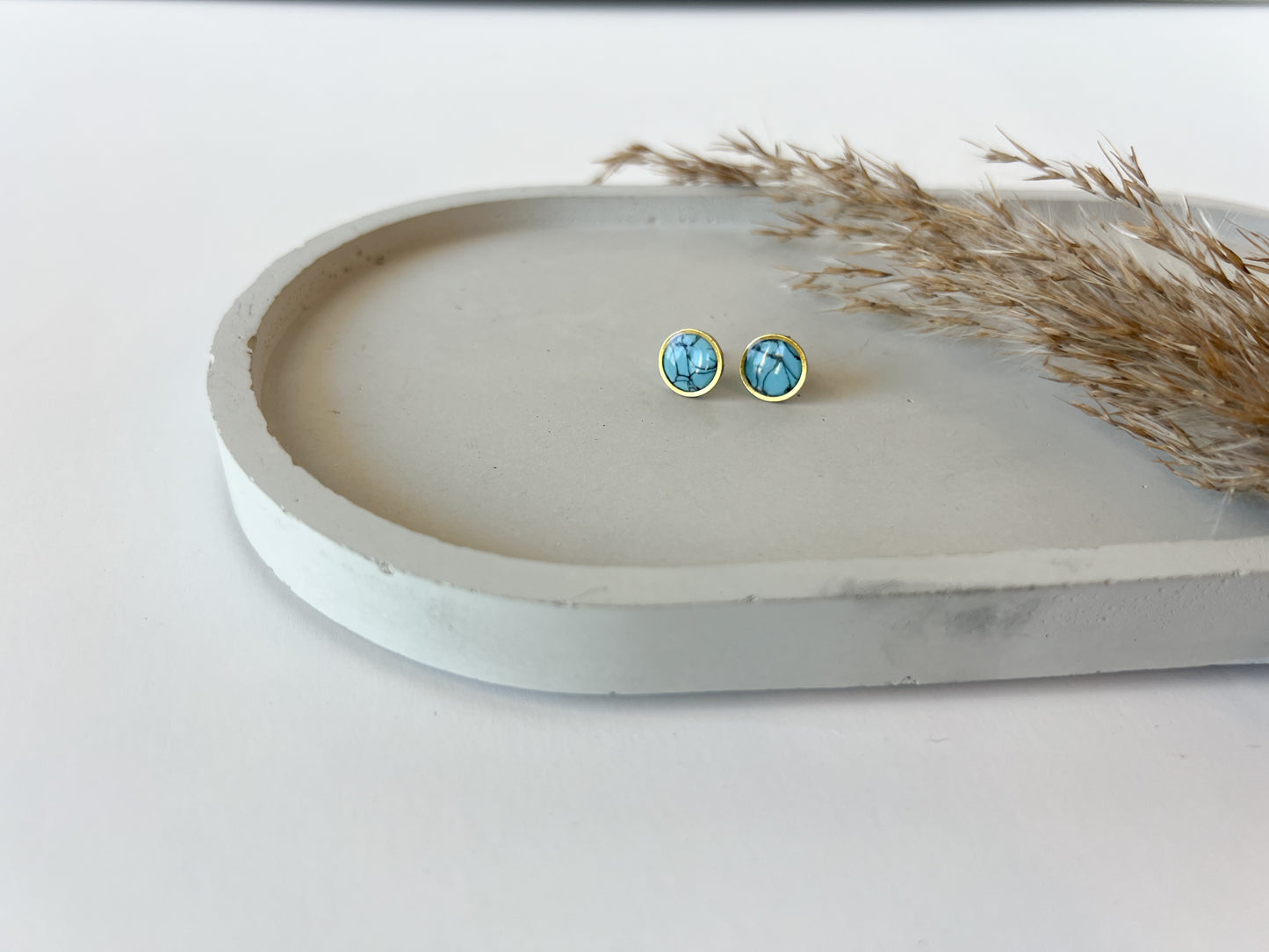 Gold Trim Basic Studs | Faux Turquoise