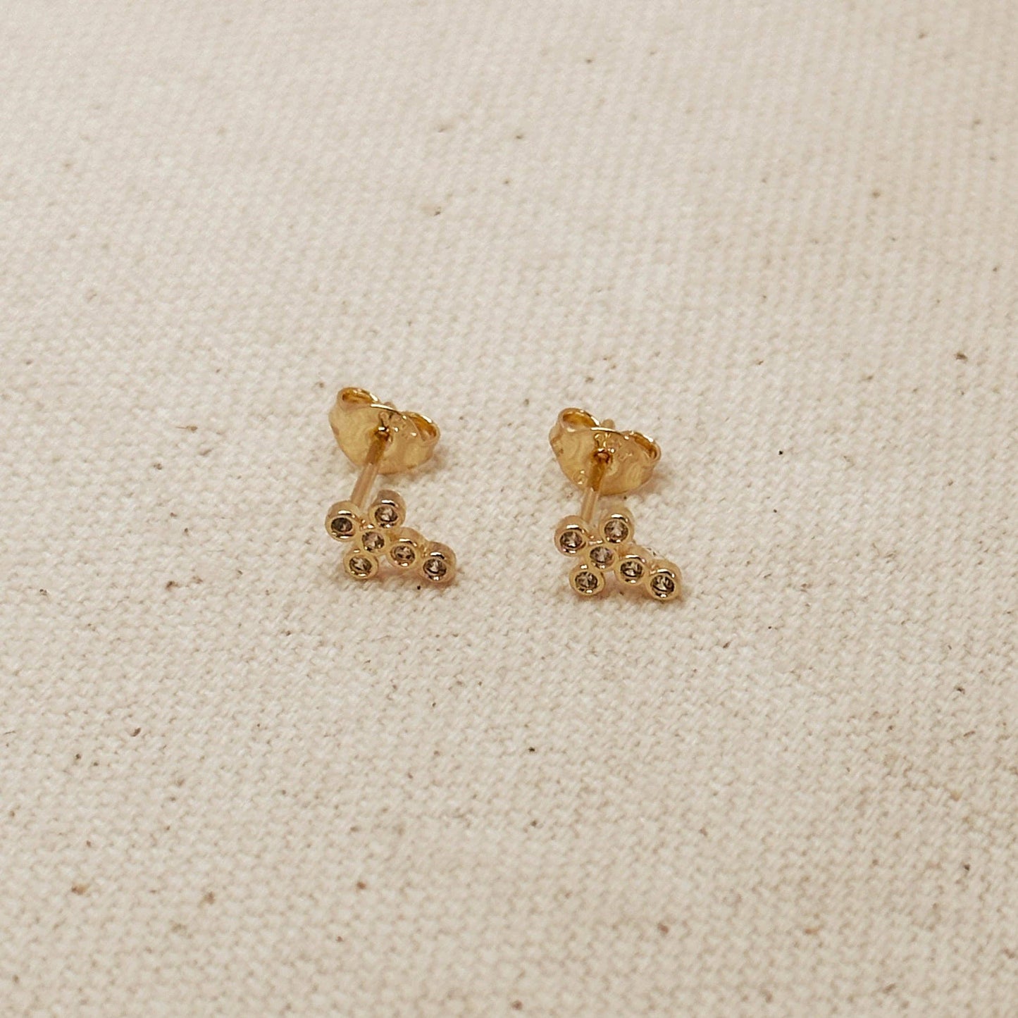Mini Bezel CZ Cross Studs | 18k Gold Fill
