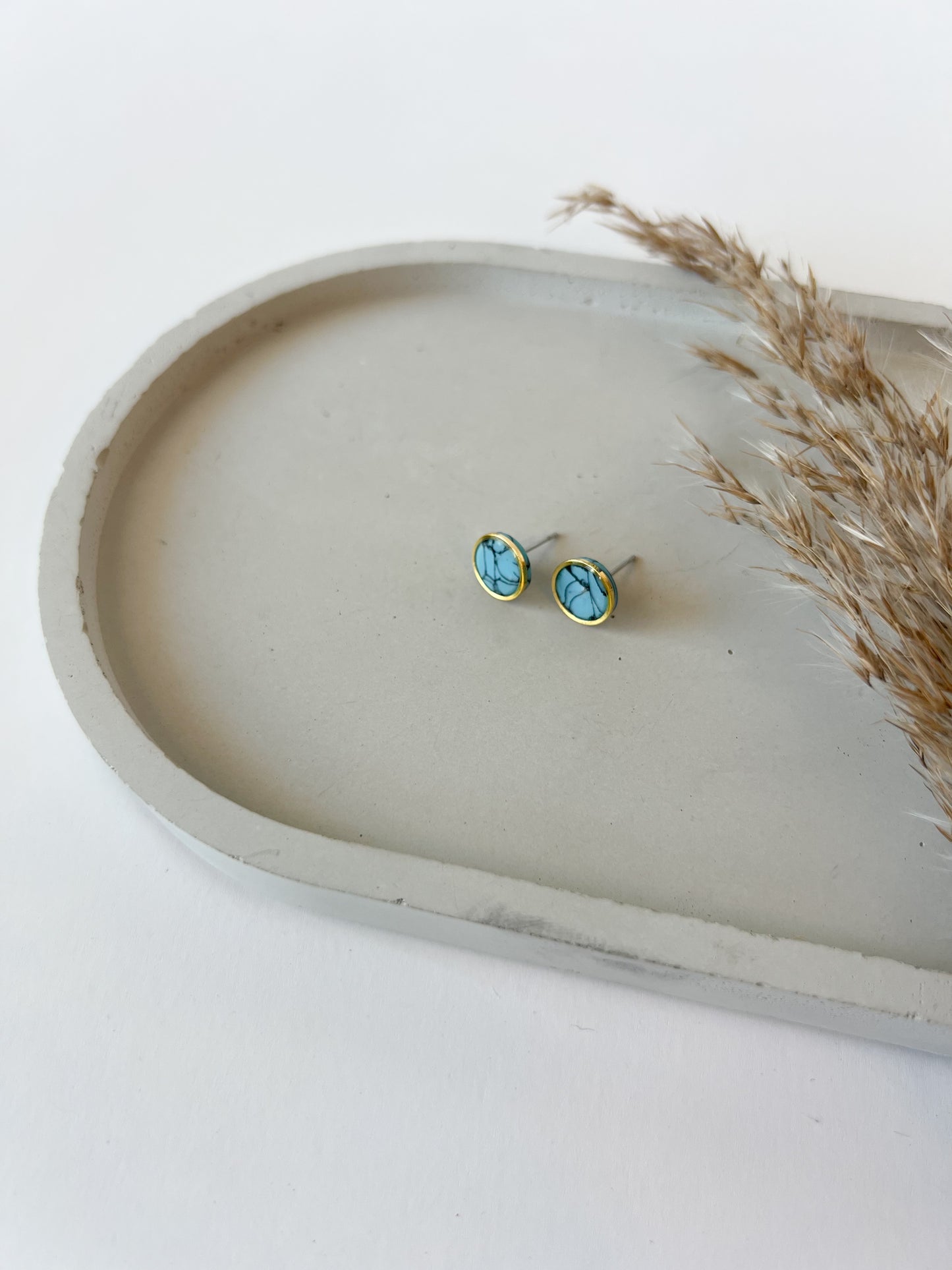Gold Trim Basic Studs | Faux Turquoise