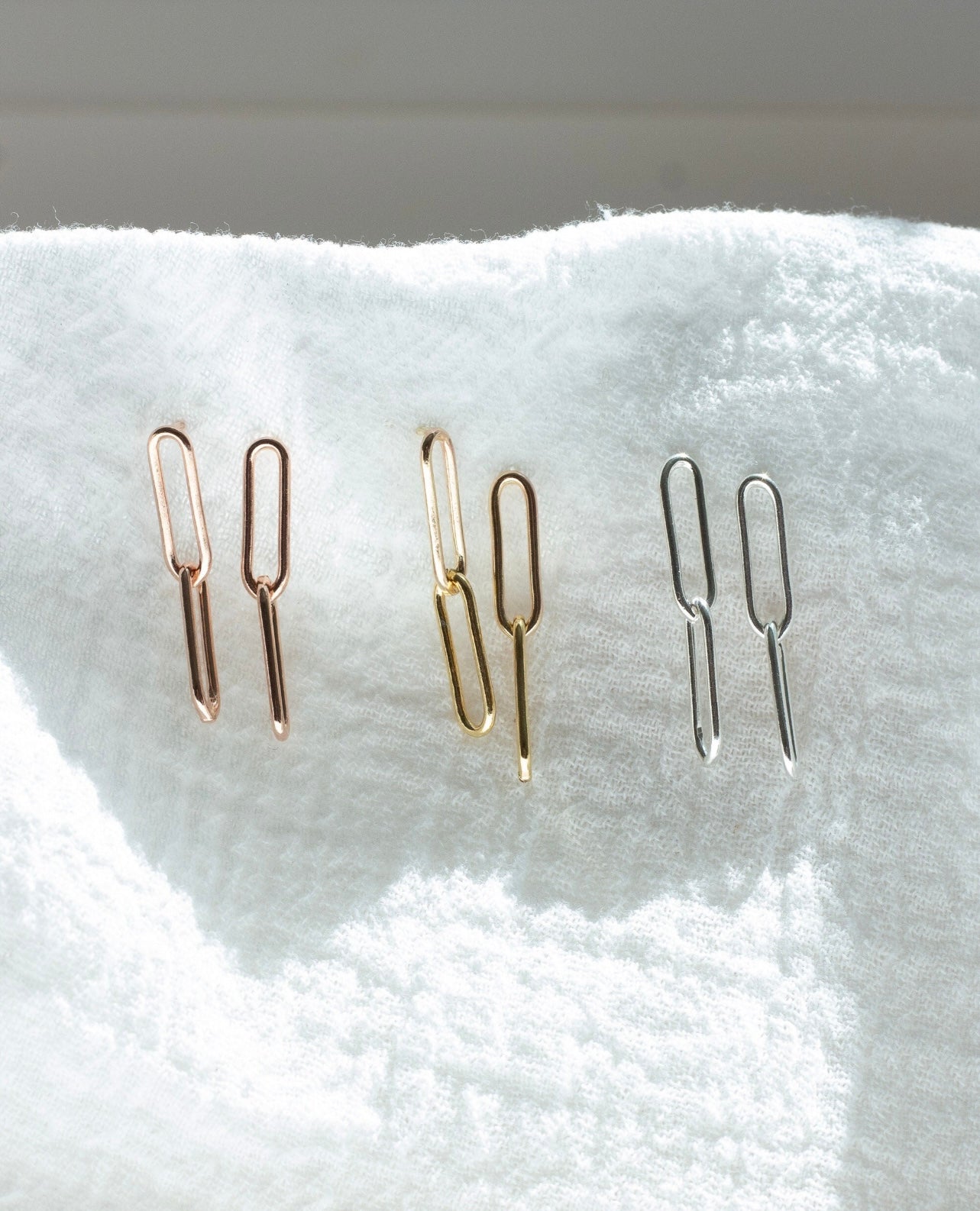 Gold Filled Paperclip Chain Dangle Earrings