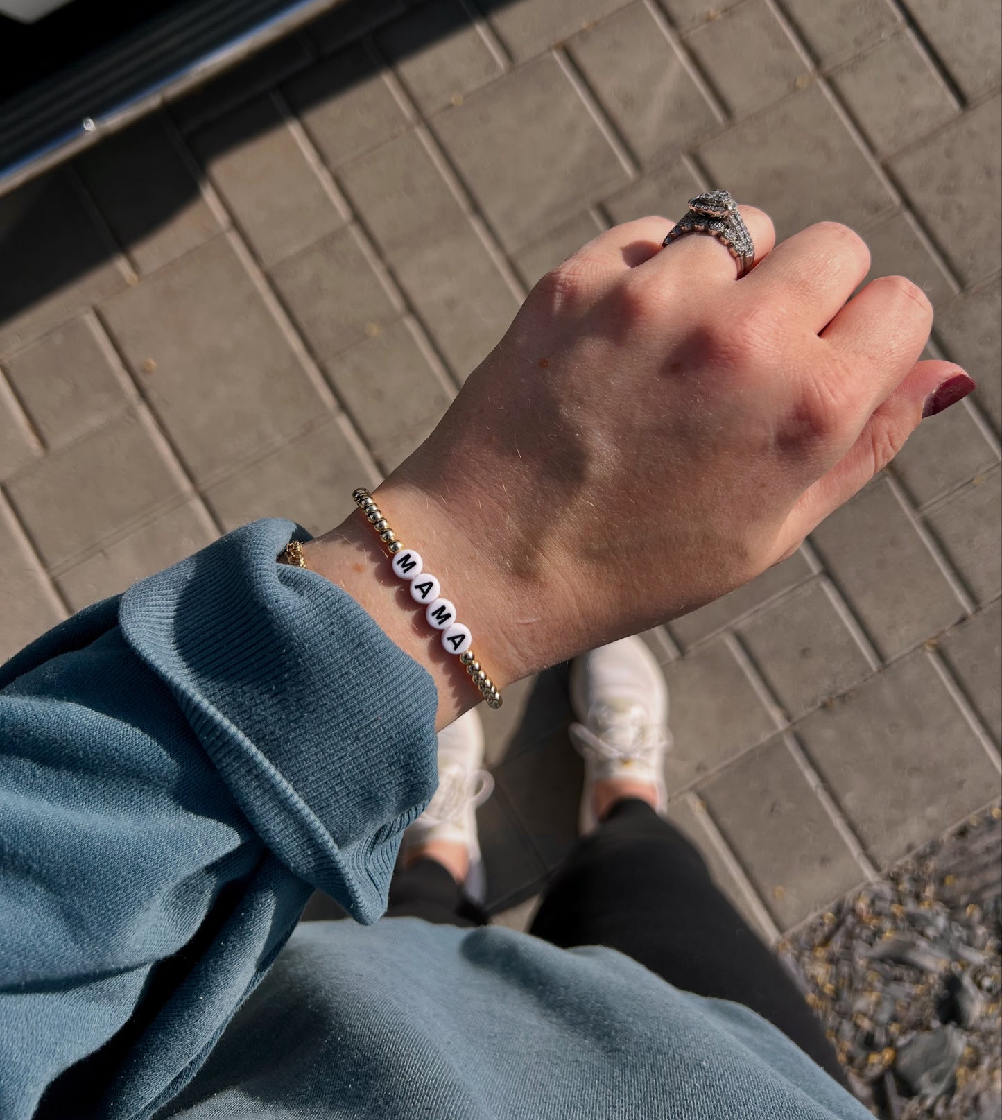 4mm Gold Beaded Mama Bracelet
