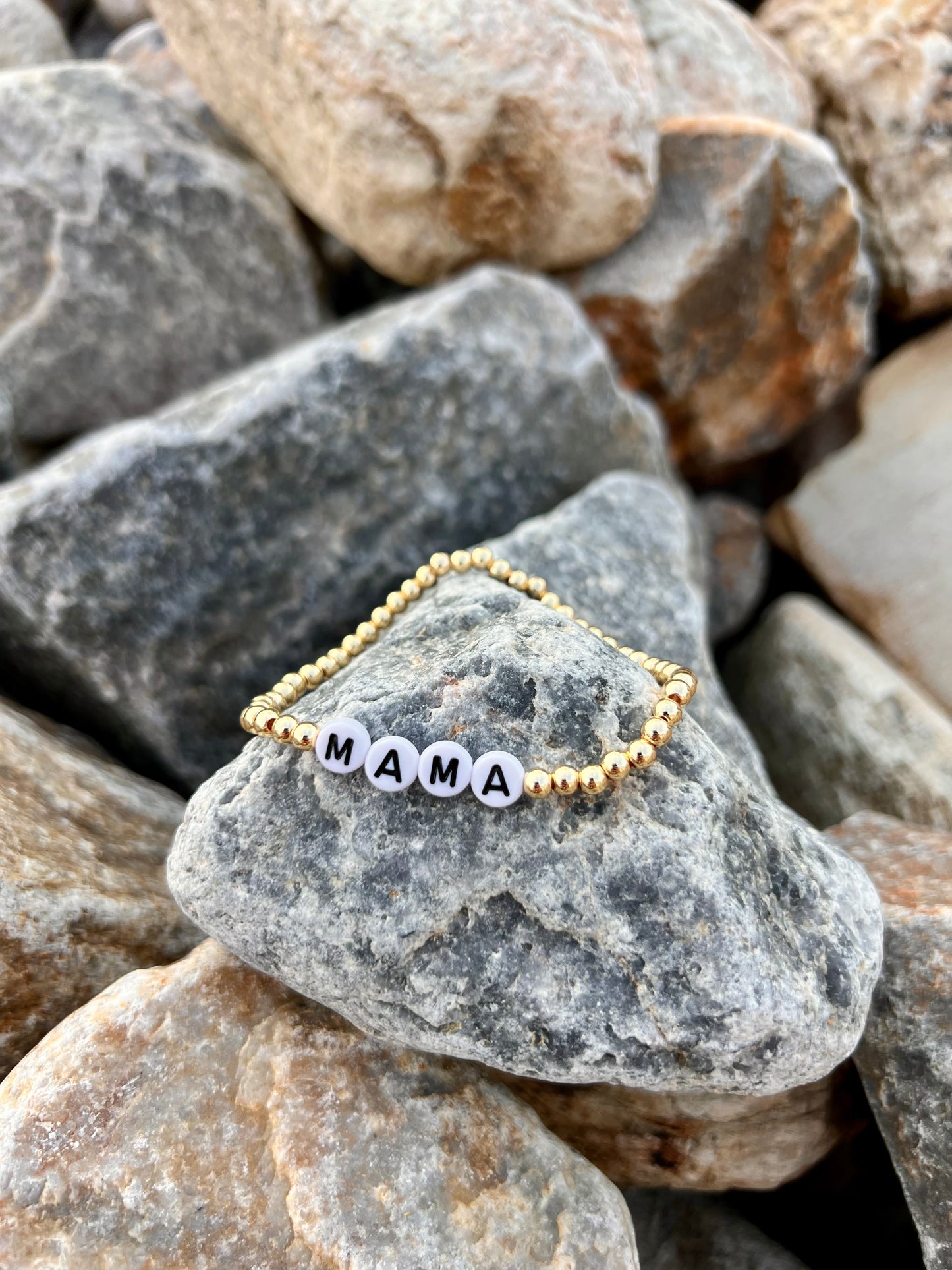 4mm Gold Beaded Mama Bracelet