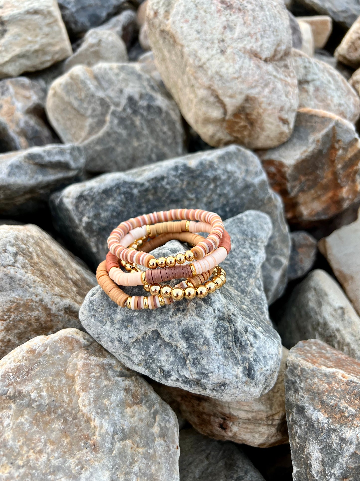 Earth Tones Heishi Bracelet Stack