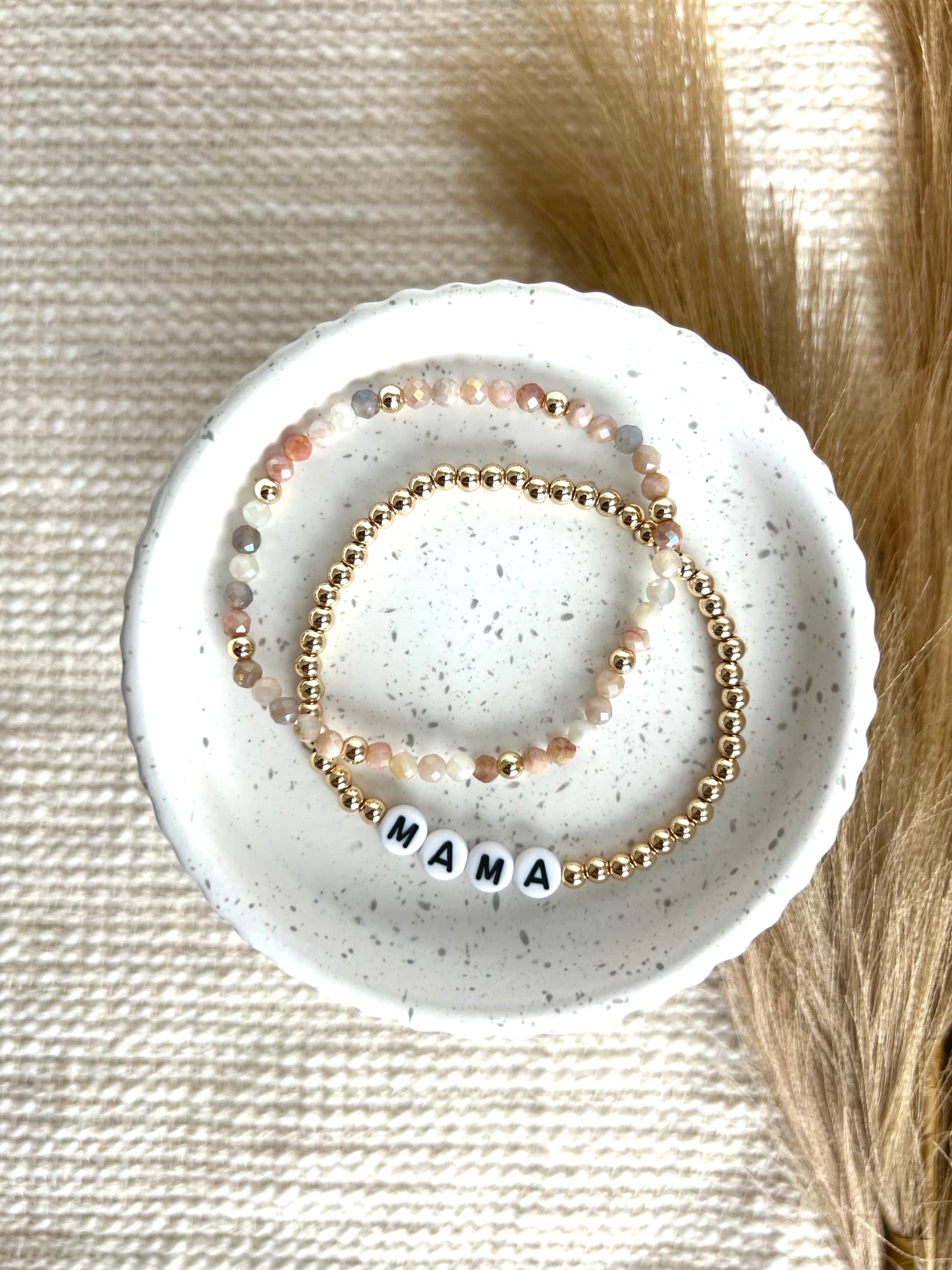 4mm Gold Beaded Mama Bracelet