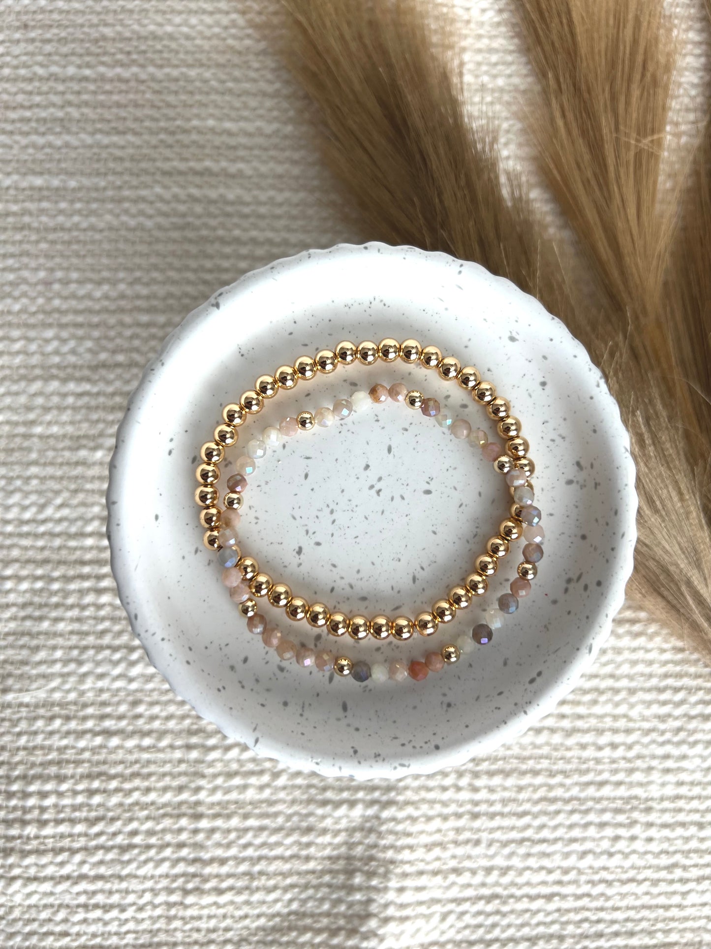 4mm Orange Sunstone Stacking Bracelet