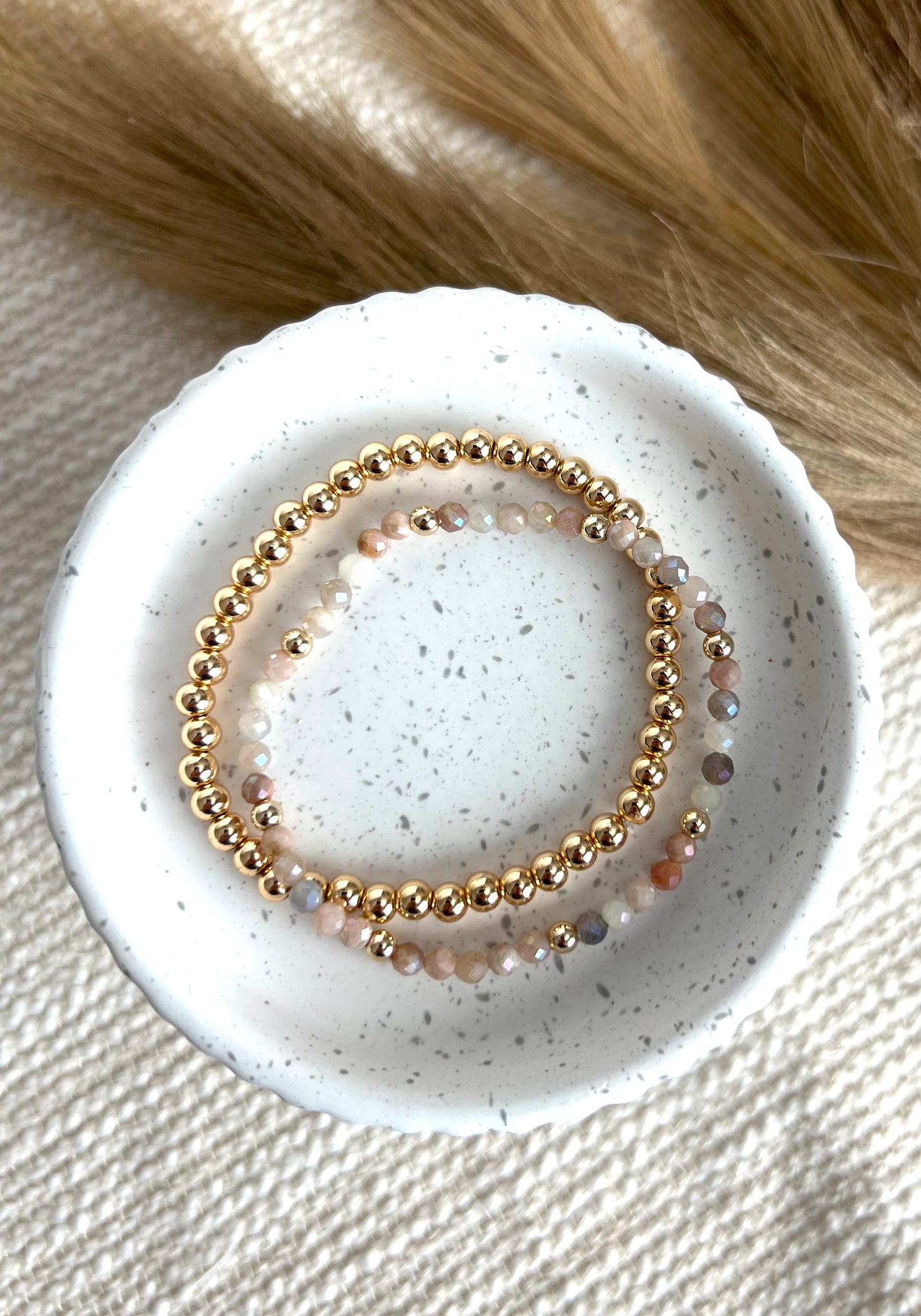 4mm Orange Sunstone Stacking Bracelet