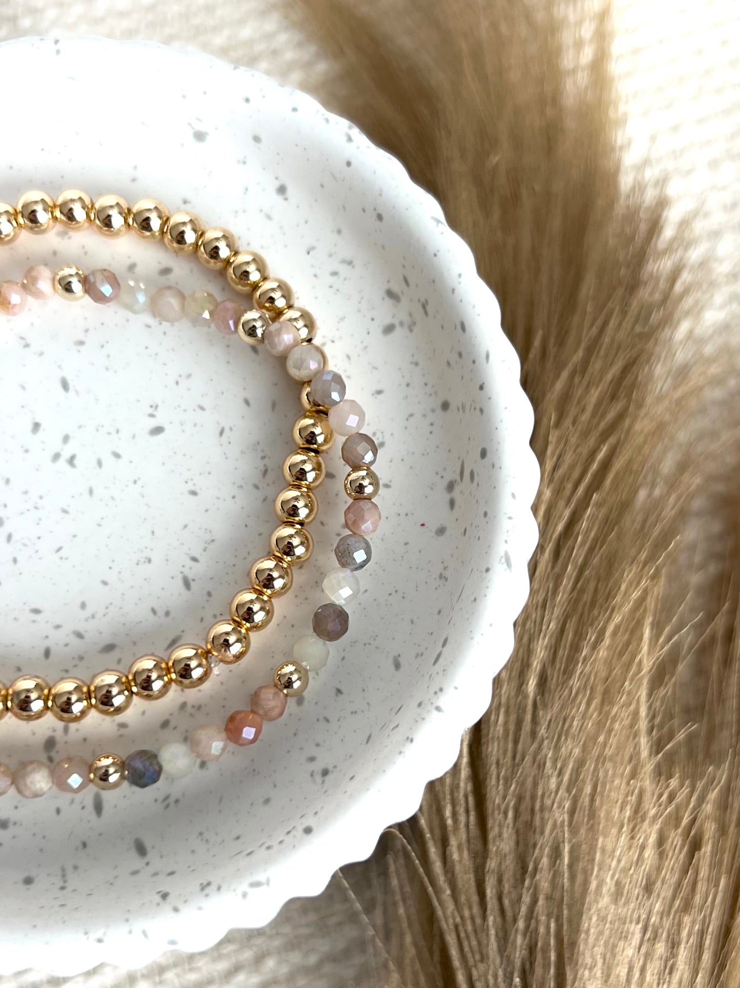 4mm Orange Sunstone Stacking Bracelet