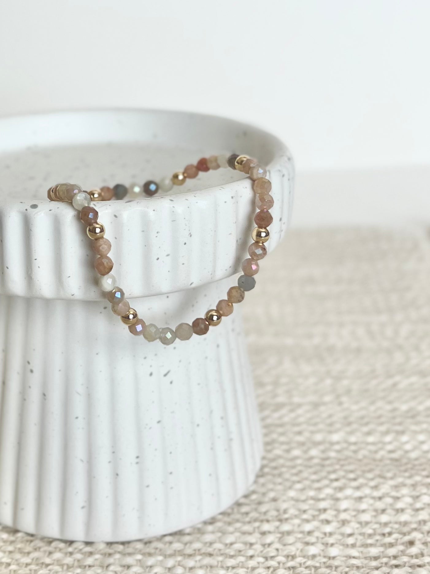 4mm Orange Sunstone Stacking Bracelet