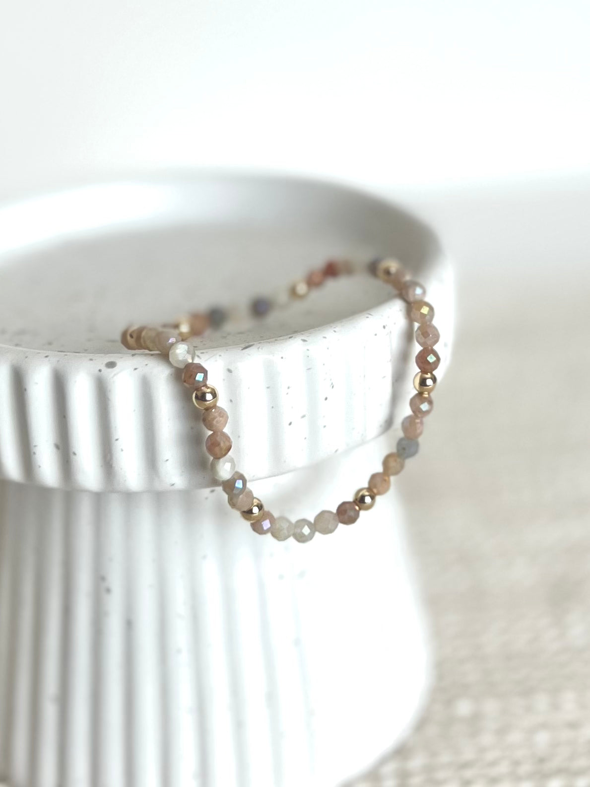 4mm Orange Sunstone Stacking Bracelet