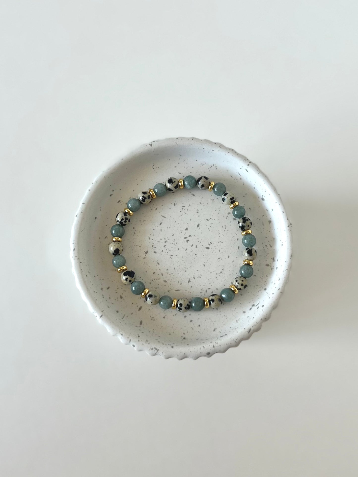 Jade + Dalmatian Jasper Stacking Bracelet