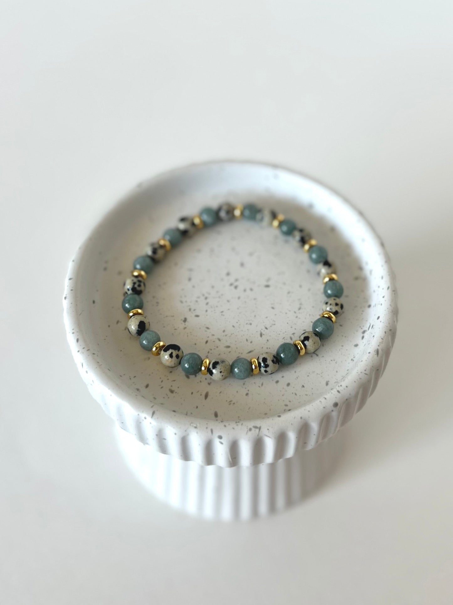 Jade + Dalmatian Jasper Stacking Bracelet