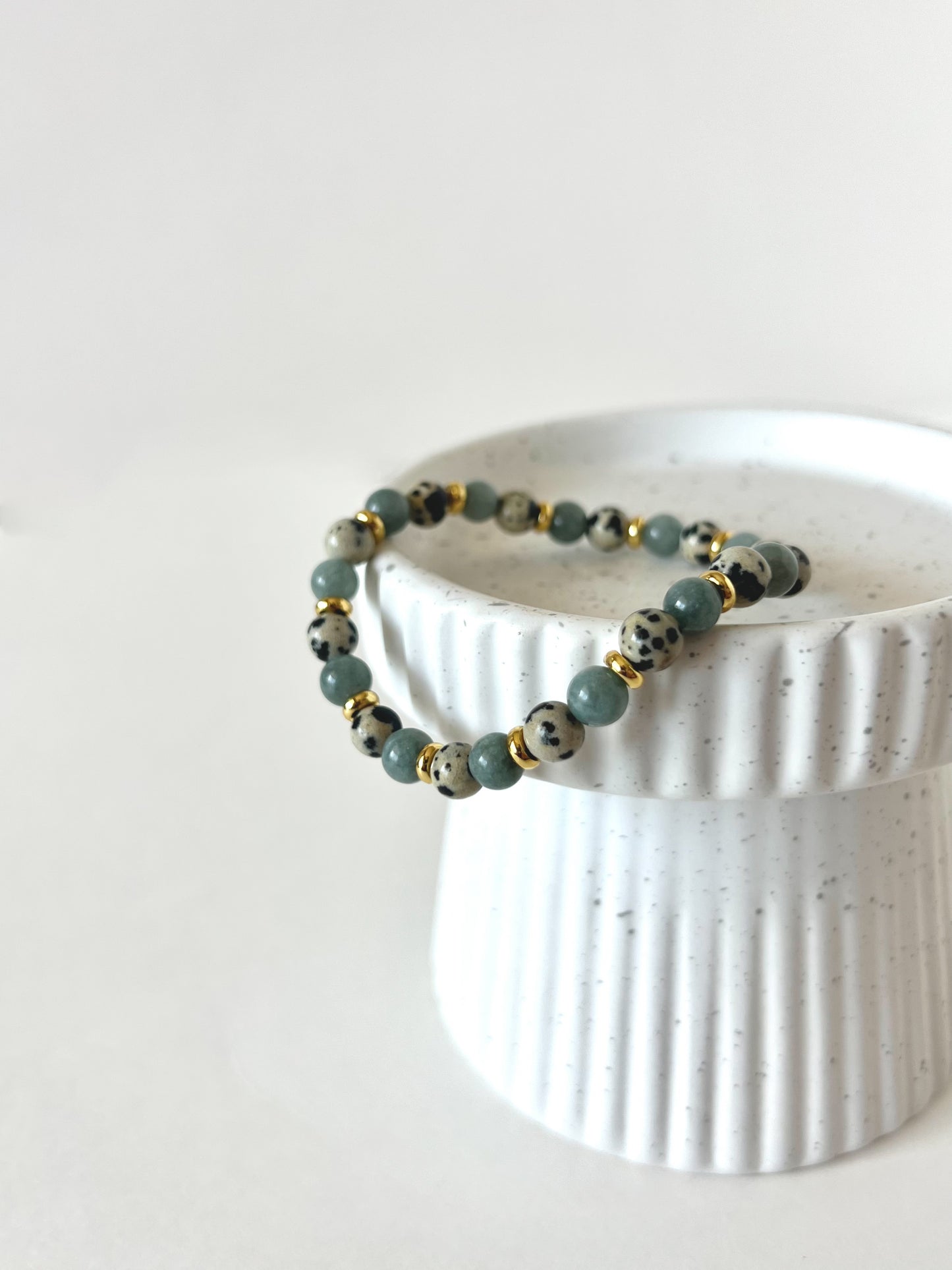 Jade + Dalmatian Jasper Stacking Bracelet