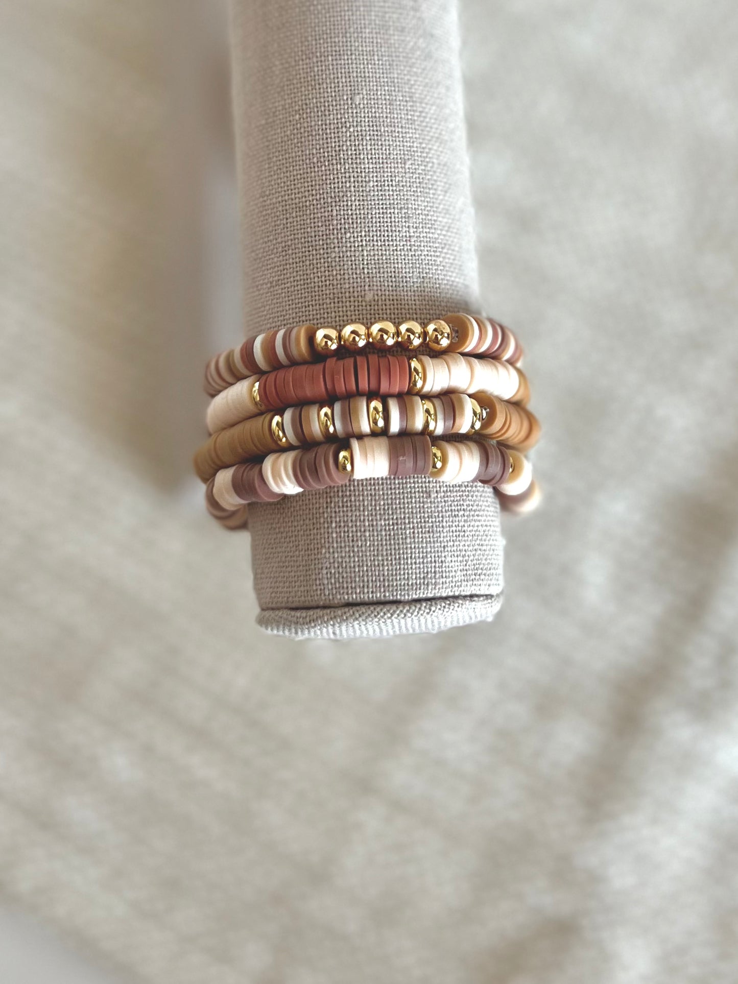 Earth Tones Heishi Bracelet Stack