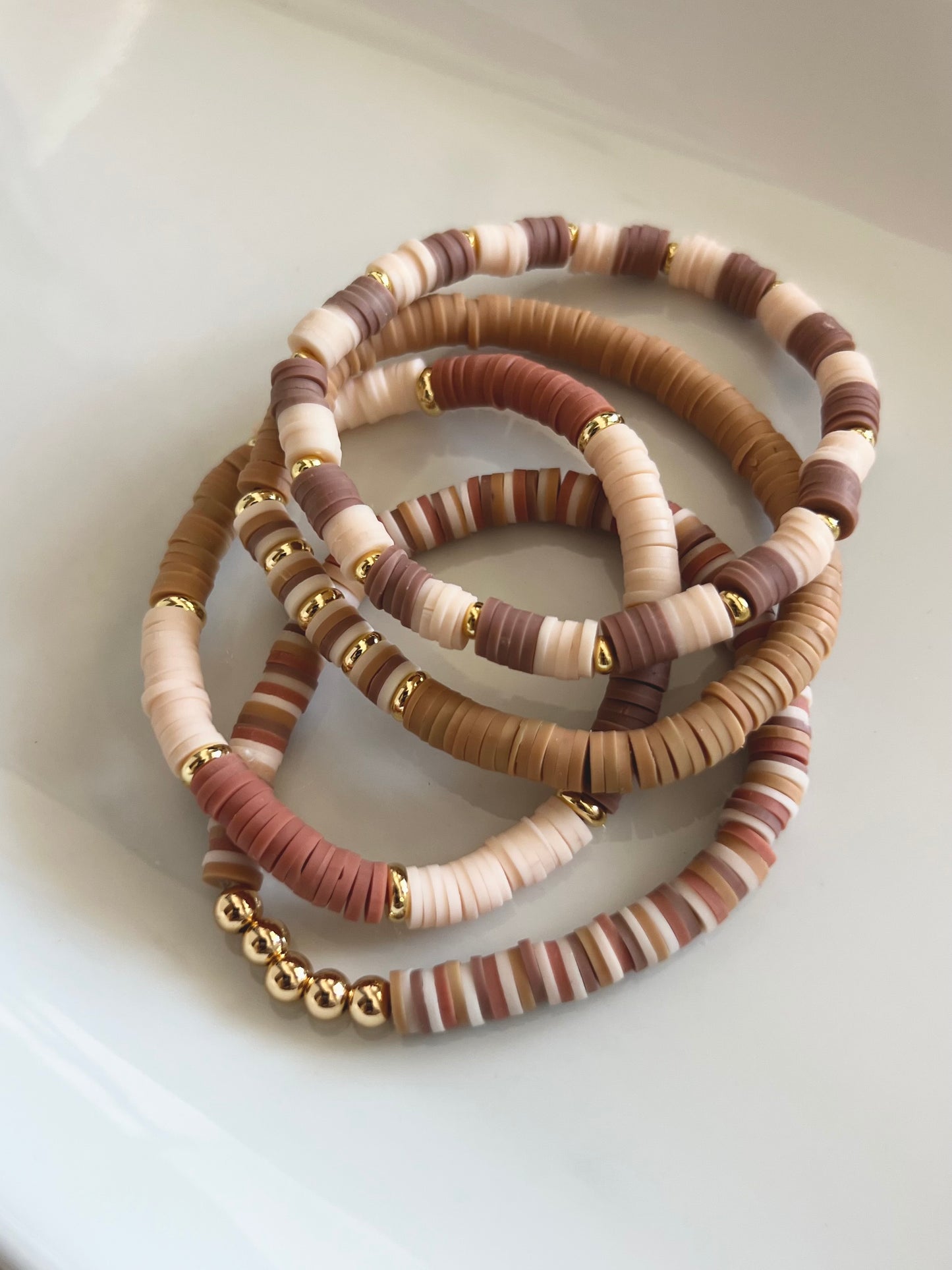 Earth Tones Heishi Bracelet Stack