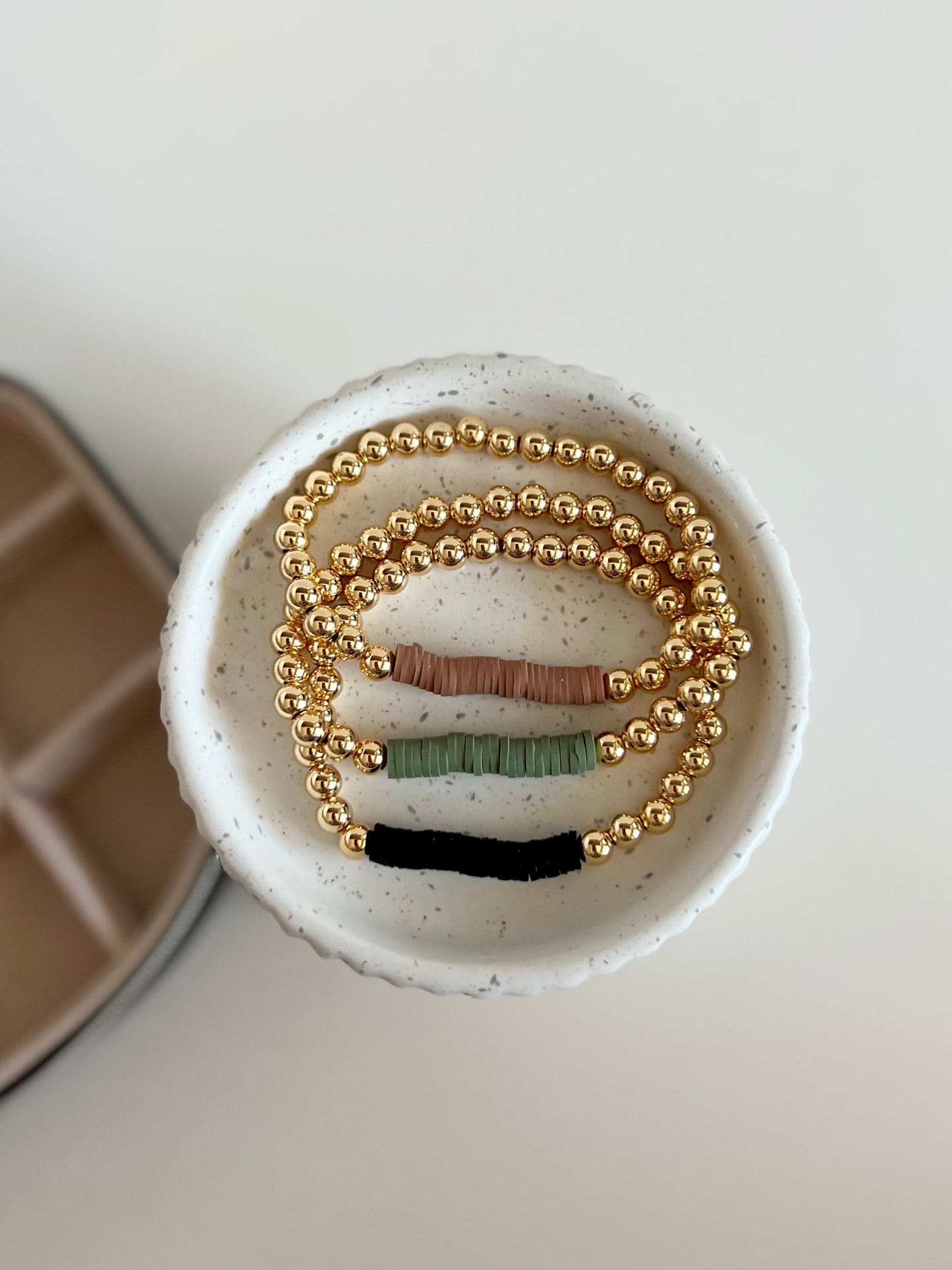 6mm Gold Beaded Bracelet With Heishi Accent
