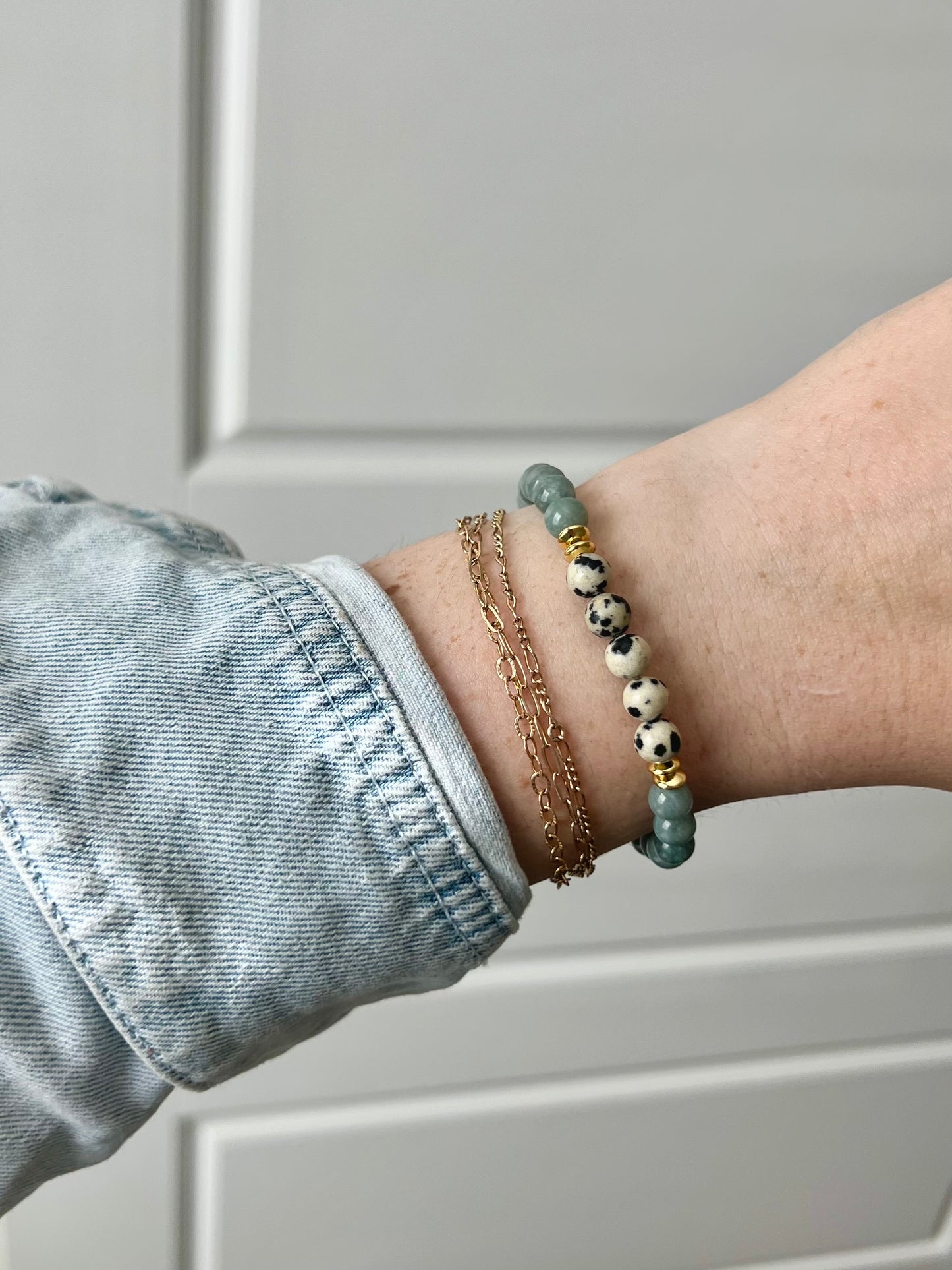Jasper Stacking Bracelet with Dalmatian Accents