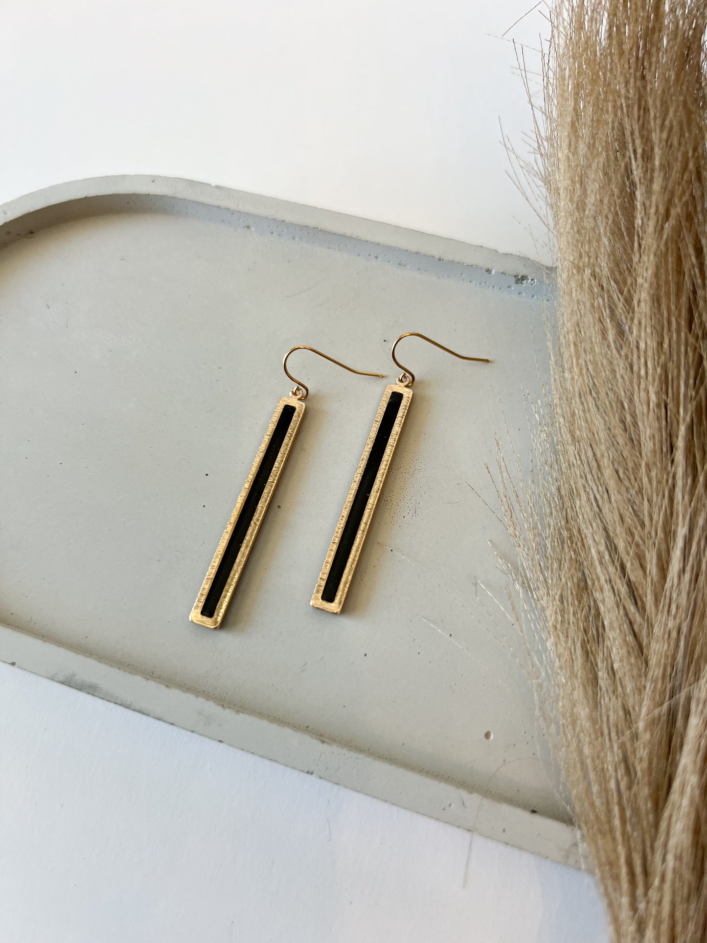 Gold Bar Dangles | Black