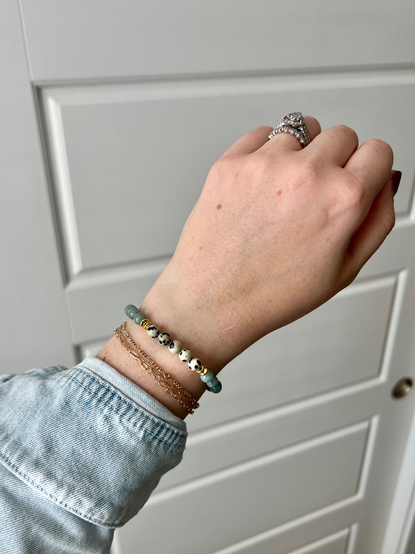 Jasper Stacking Bracelet with Dalmatian Accents