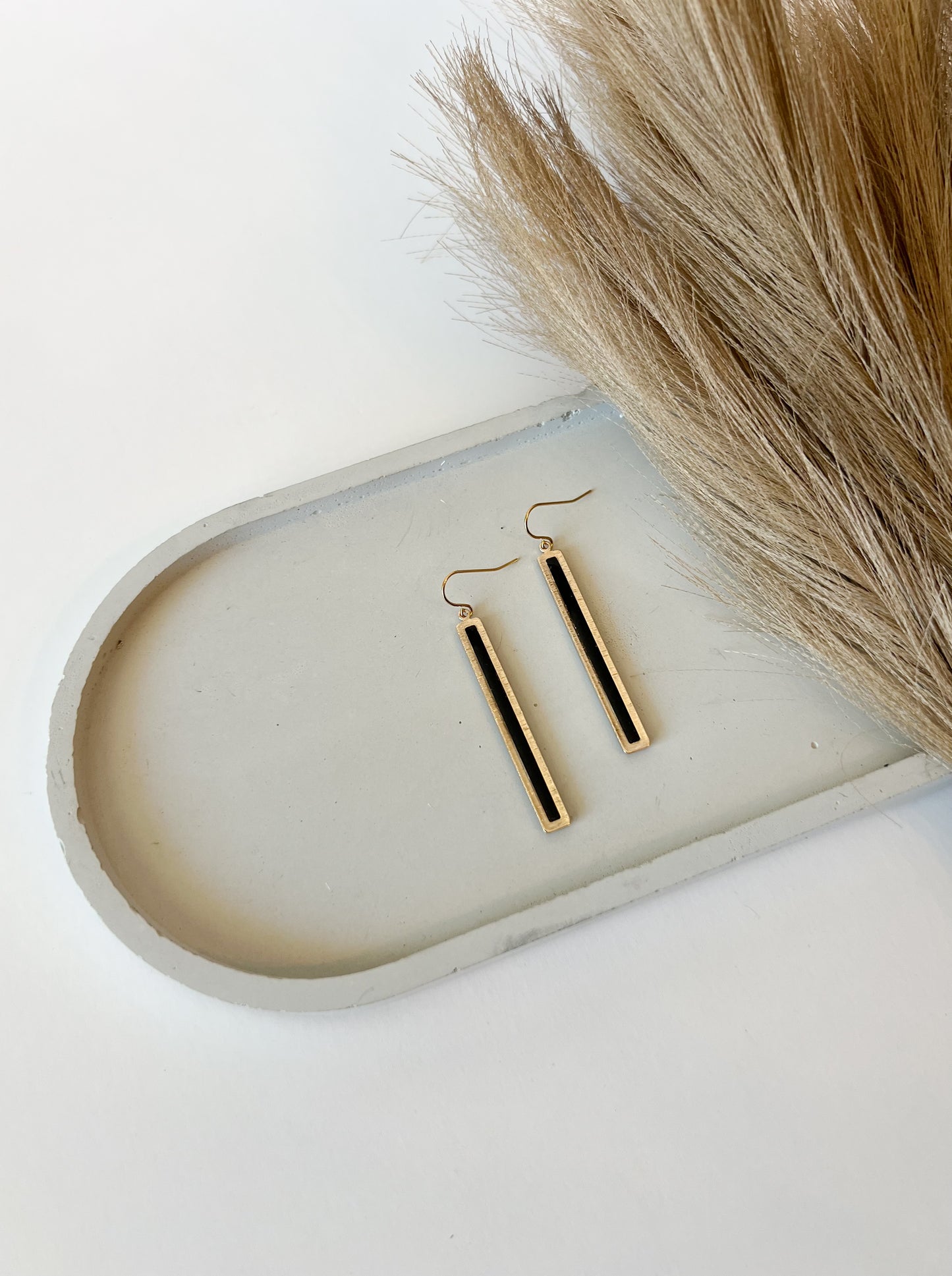 Gold Bar Dangles | Black