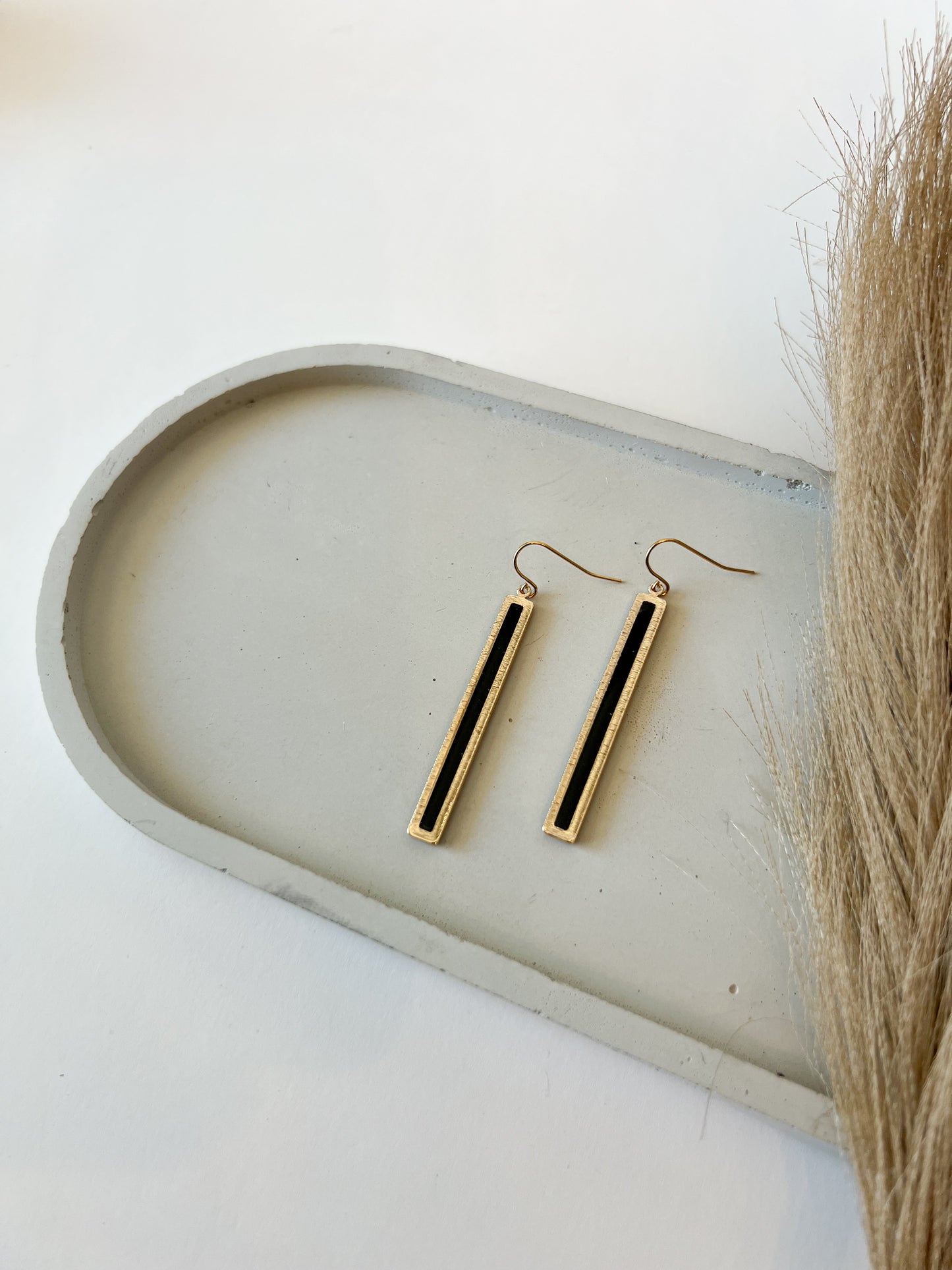 Gold Bar Dangles | Black
