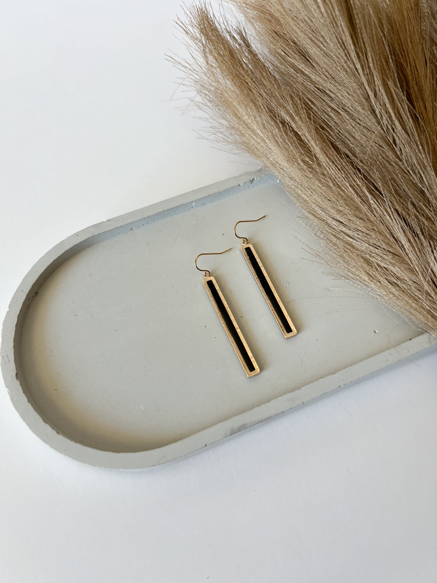 Gold Bar Dangles | Black