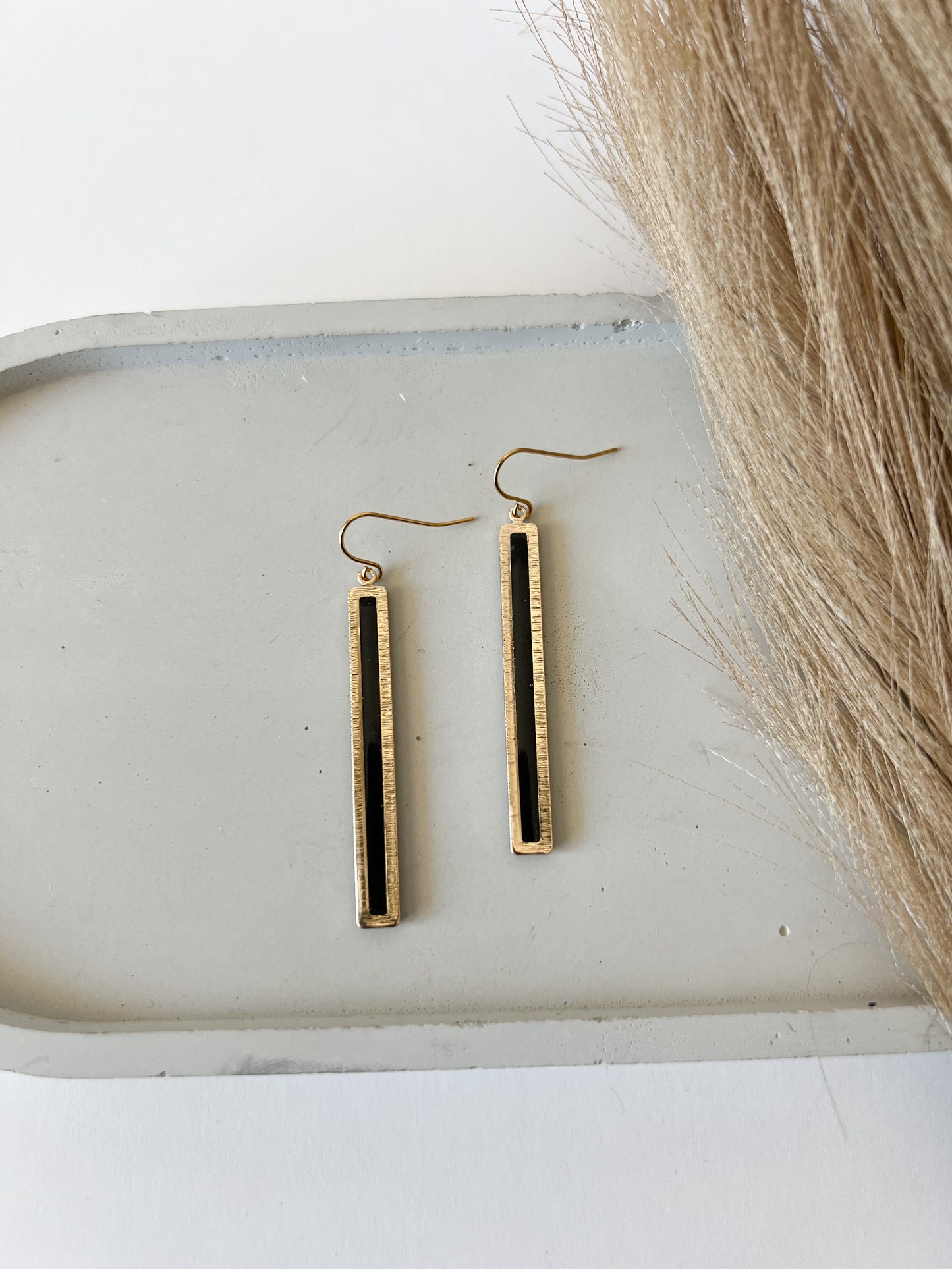 Gold Bar Dangles | Black