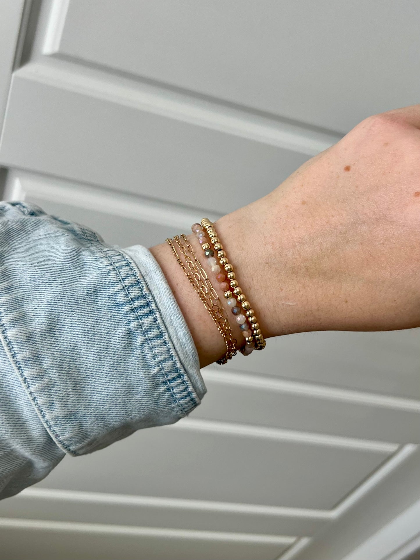 4mm Orange Sunstone Stacking Bracelet