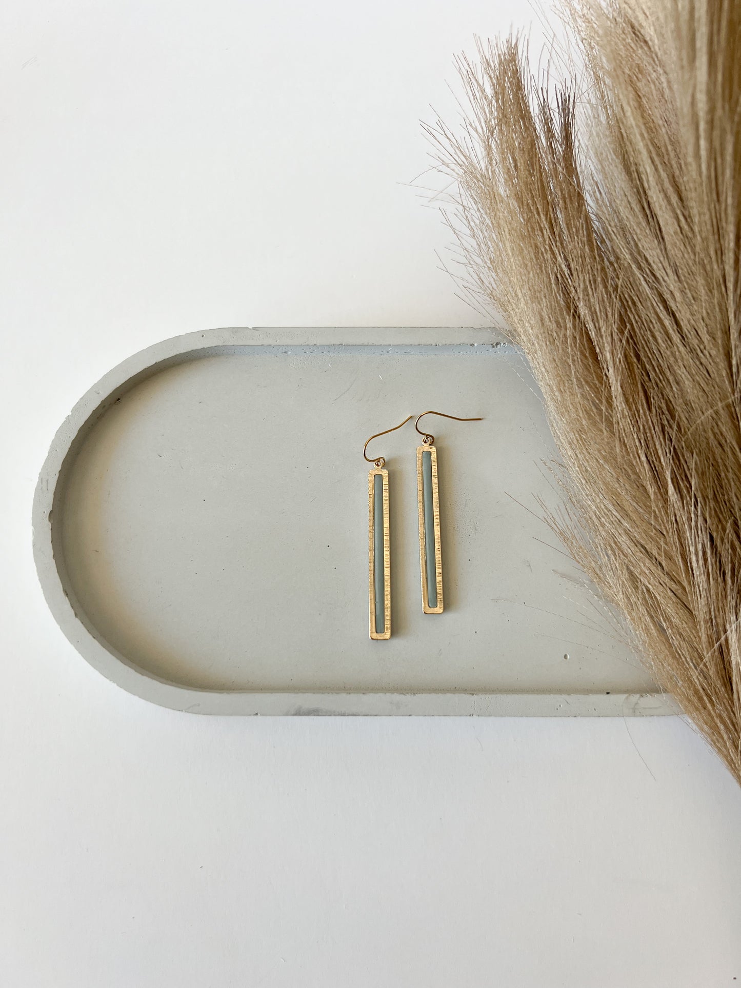 Gold Bar Dangles | Dusty Blue