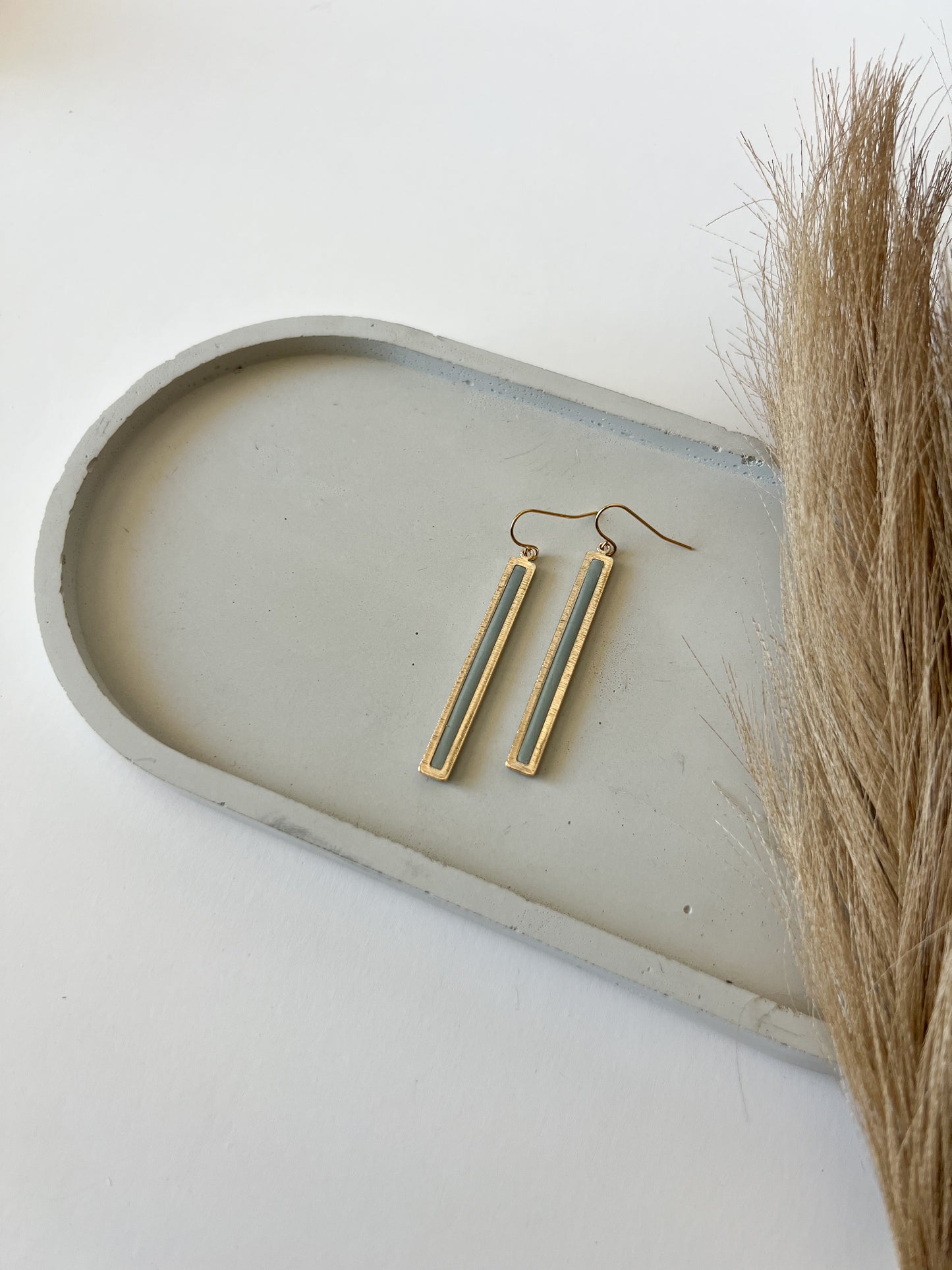 Gold Bar Dangles | Dusty Blue
