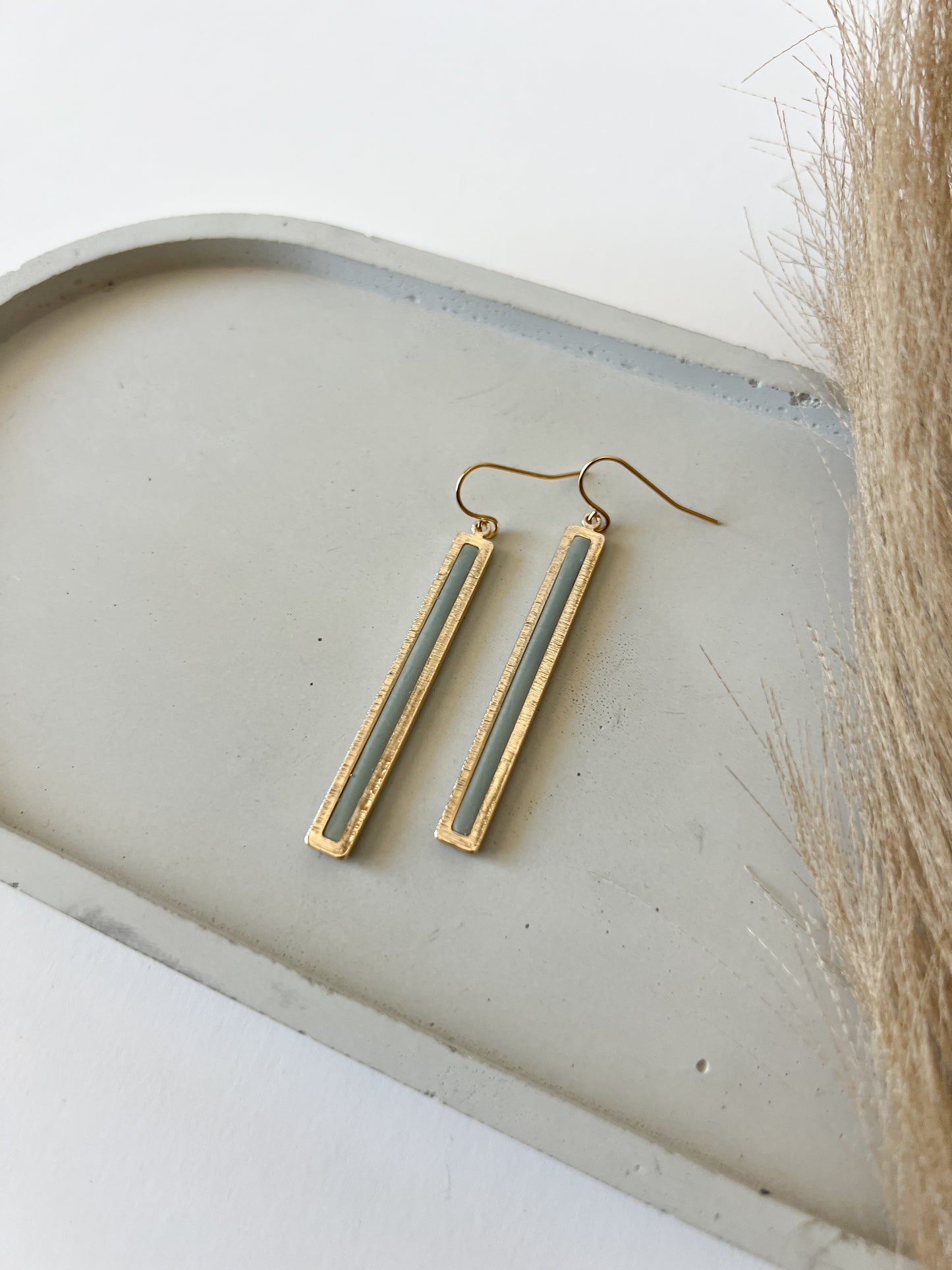 Gold Bar Dangles | Dusty Blue