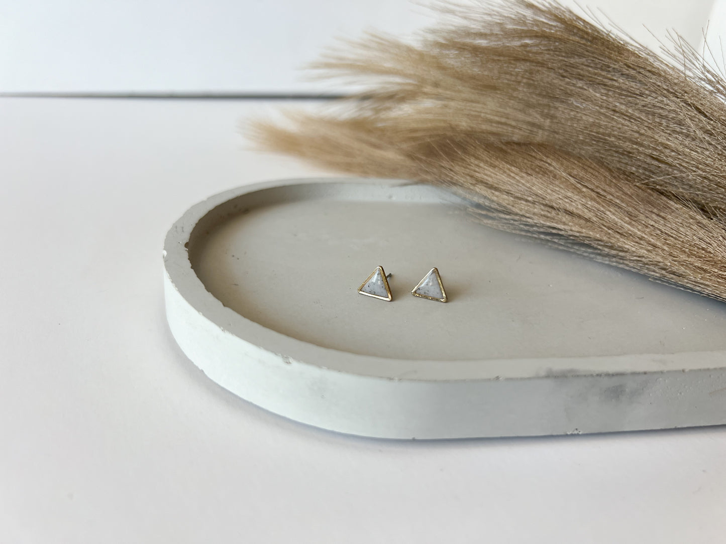 Gold Trim Triangle Studs | Granite
