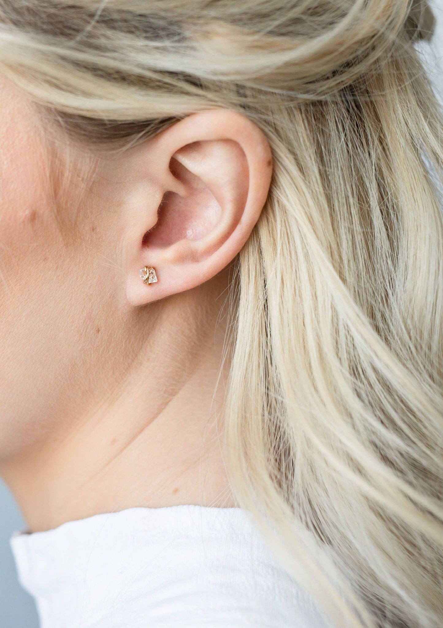 Herkimer Diamond Studs | 14kt Gold Fill