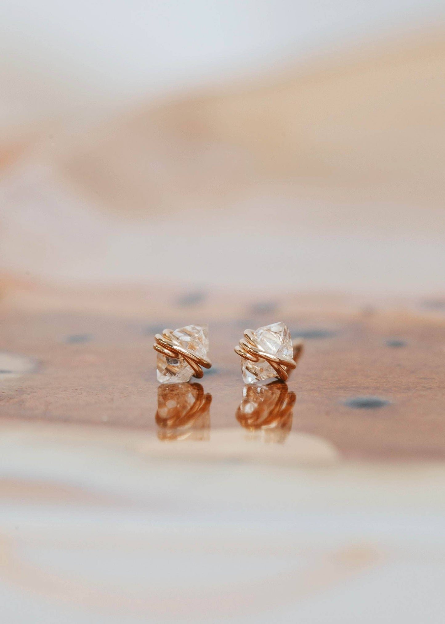 Herkimer Diamond Studs | 14kt Gold Fill