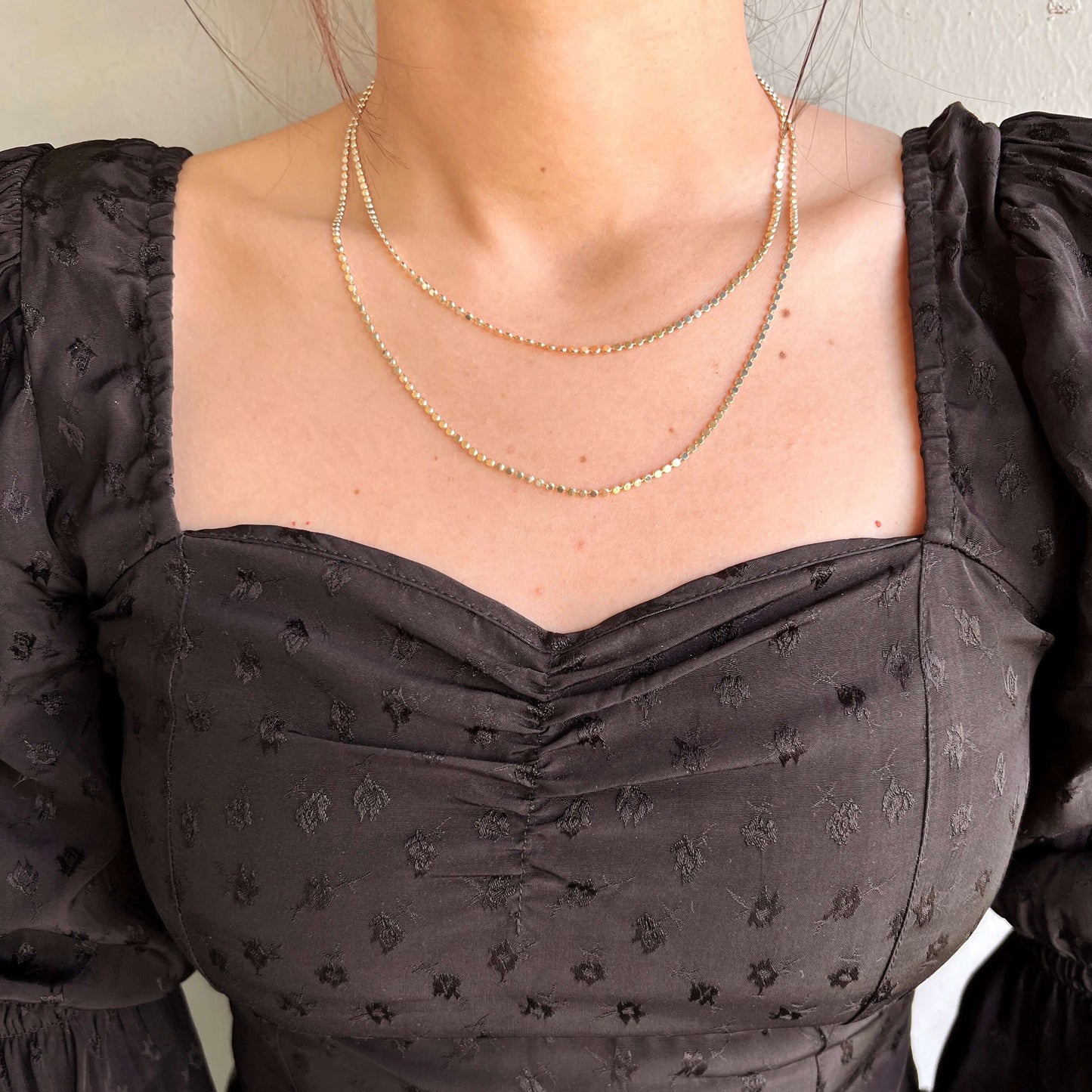 18k Gold Fill 2mm Flat Ball Chain Necklace | 16 inches