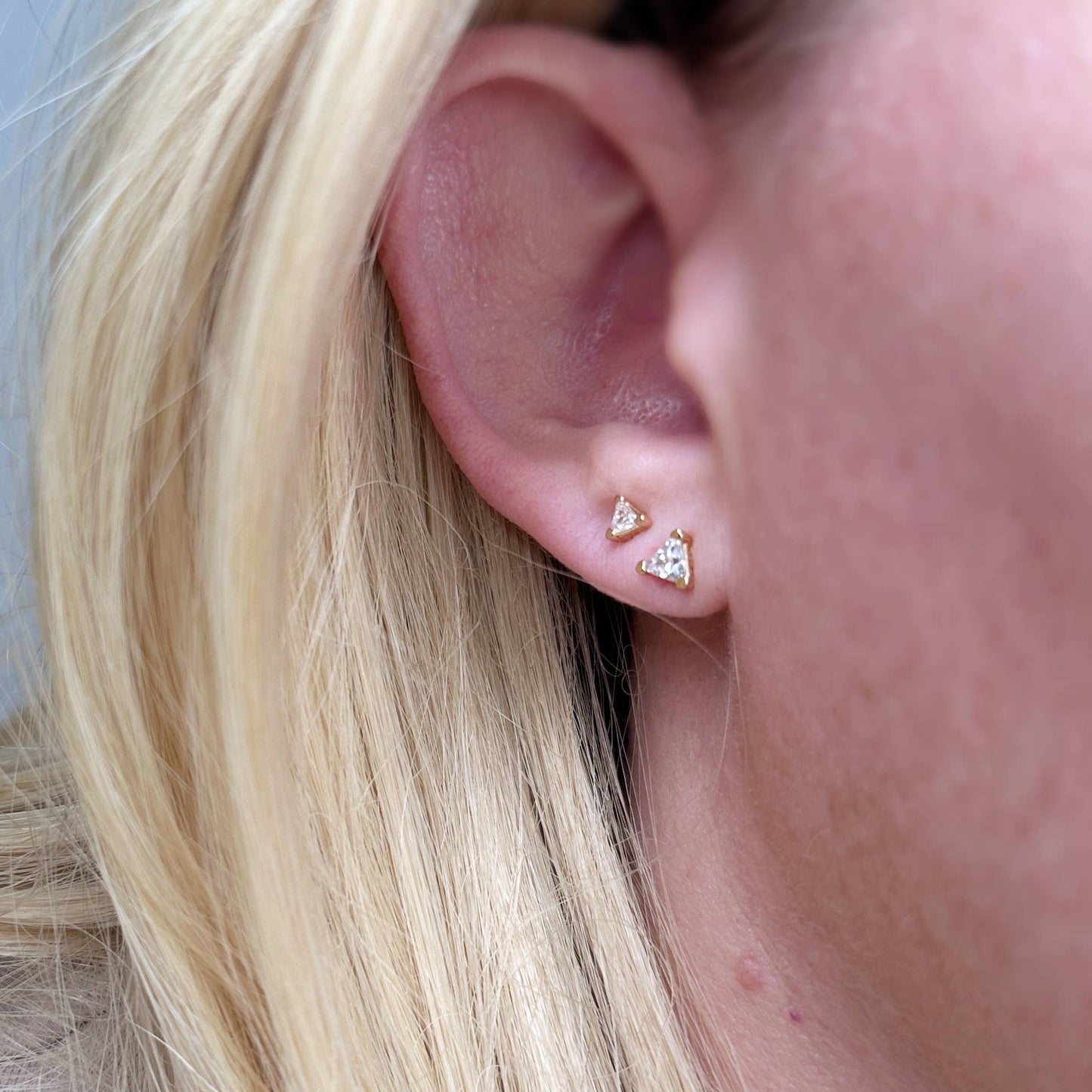 4mm Mini CZ Triangle Stud | 18k Gold Fill
