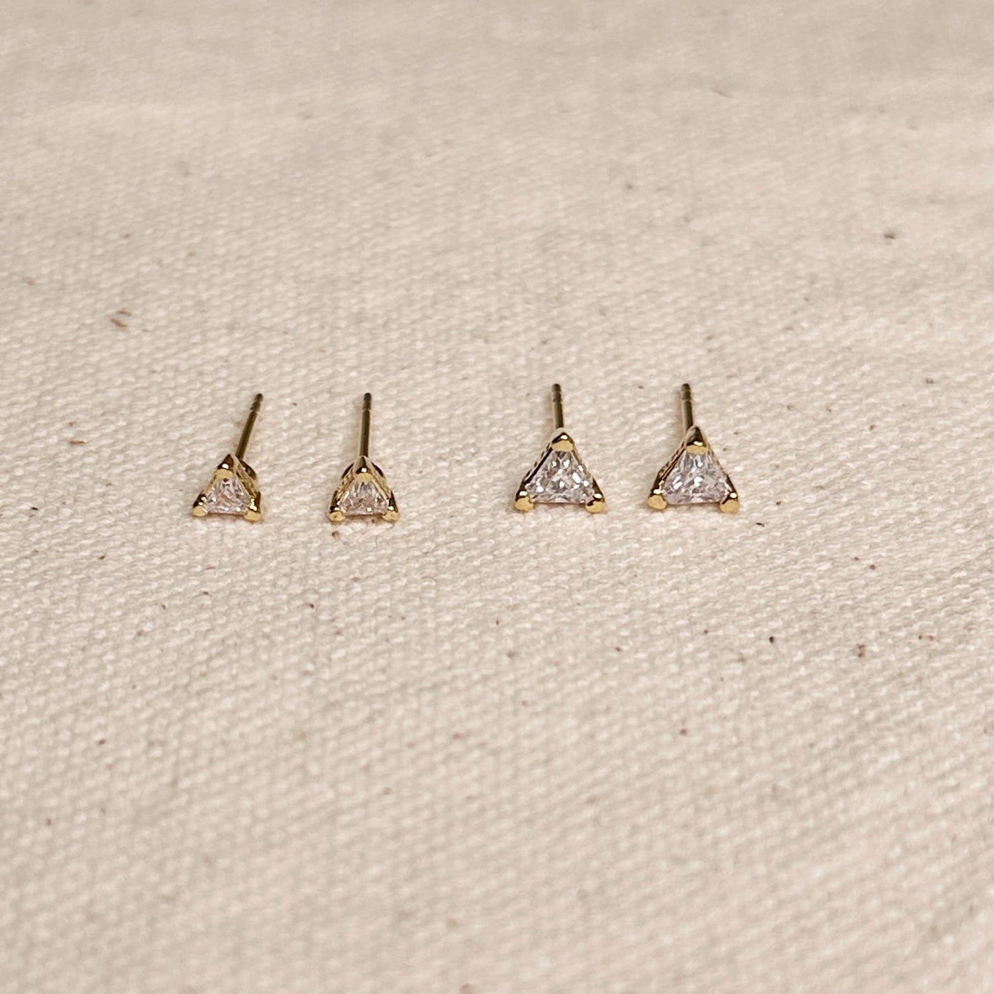 4mm Mini CZ Triangle Stud | 18k Gold Fill