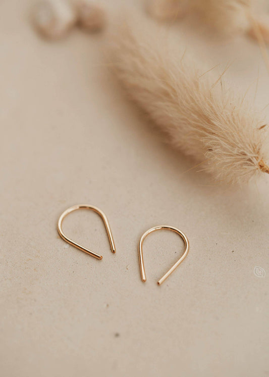 Tiny Horseshoe Earrings | 14kt Gold Fill