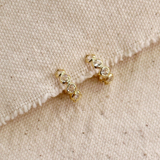 12mm Bezel CZ Hoops | 18k Gold Fill