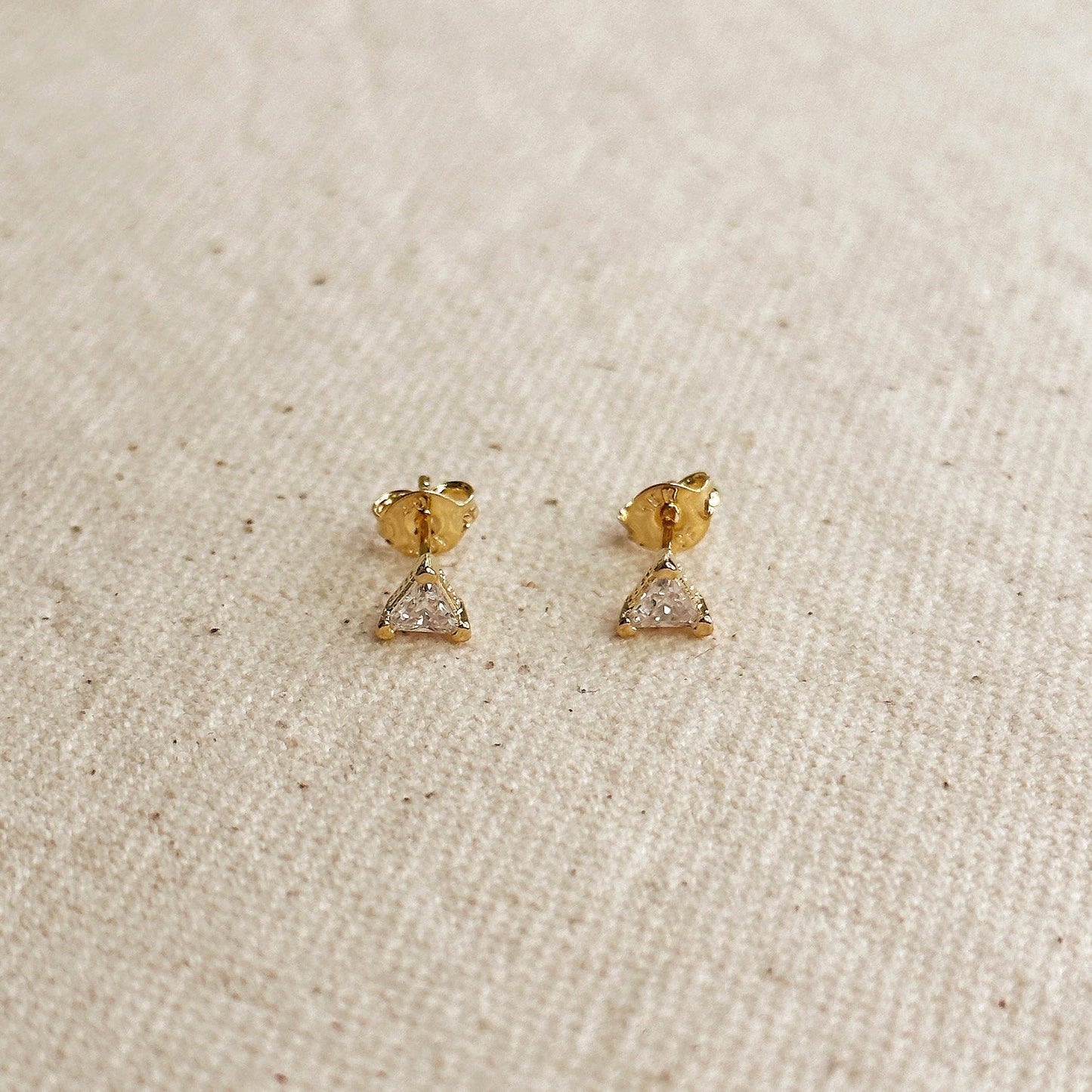 4mm Mini CZ Triangle Stud | 18k Gold Fill