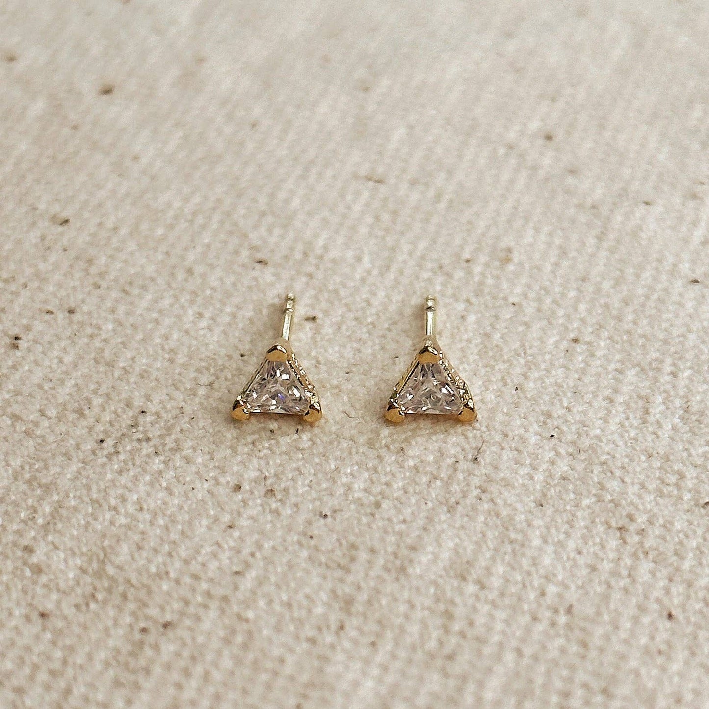 4mm Mini CZ Triangle Stud | 18k Gold Fill