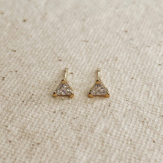 4mm Mini CZ Triangle Stud | 18k Gold Fill