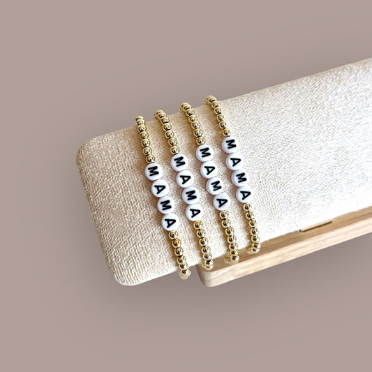 4mm Gold Beaded Mama Bracelet