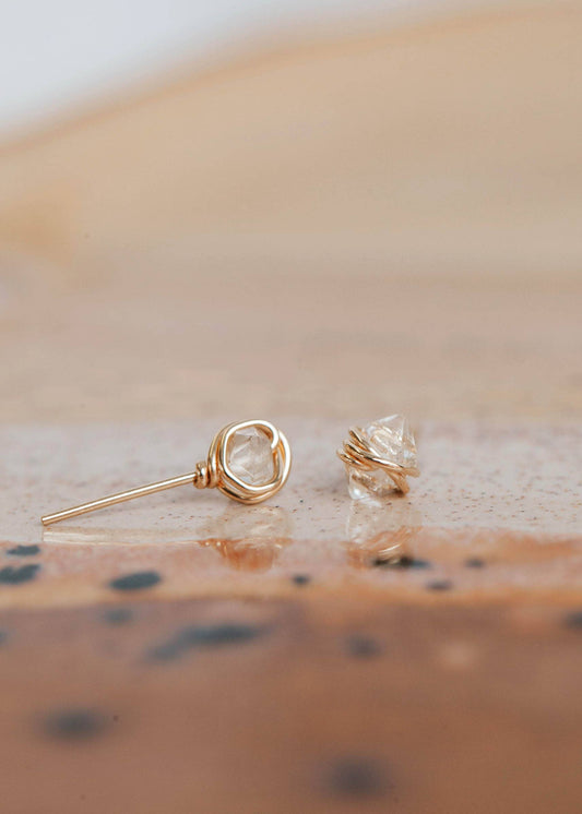 Herkimer Diamond Studs | 14kt Gold Fill