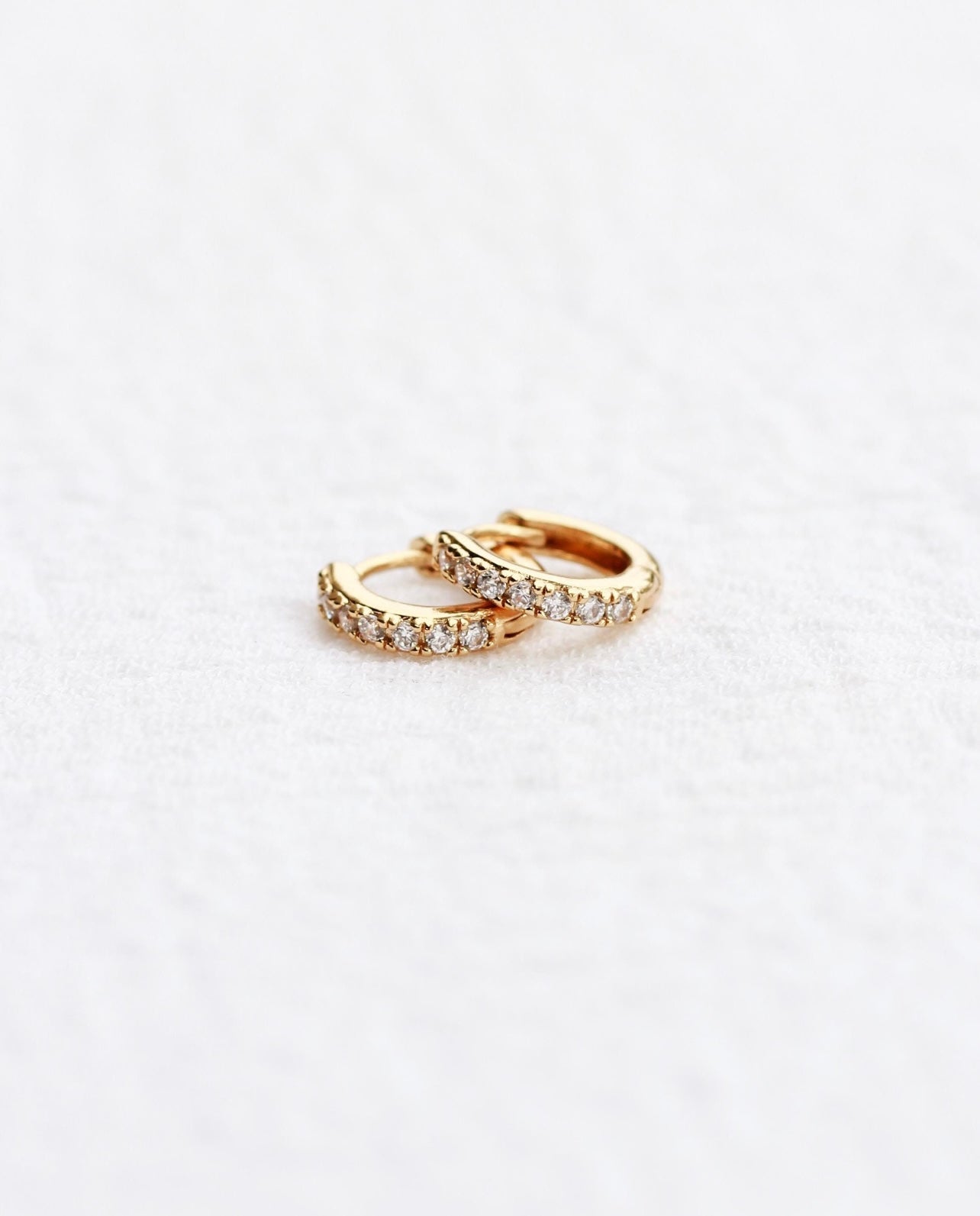 10.5mm Gold Plated Pave Hoops