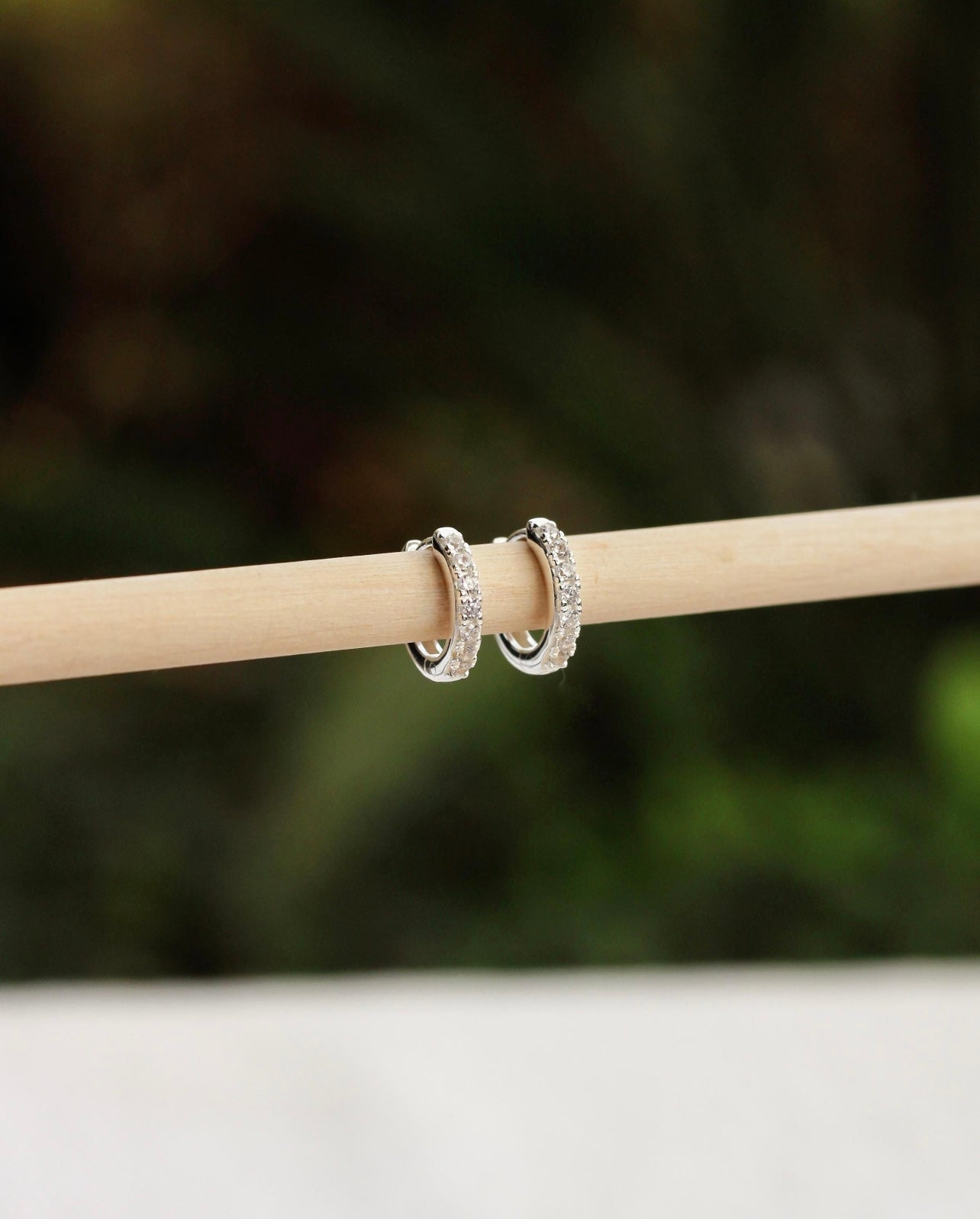 10.5mm Sterling Silver Pave Hoops