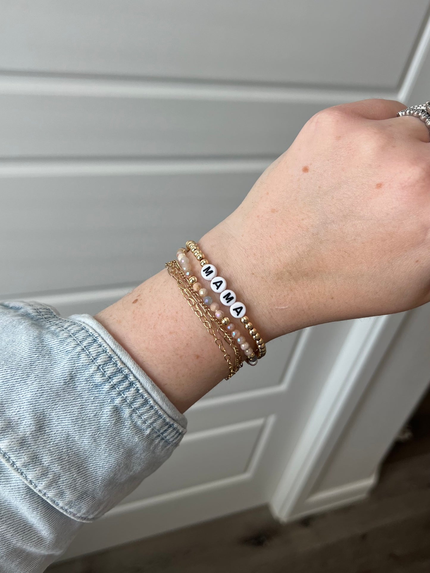 4mm Gold Beaded Bracelet - Custom Word or Phrase