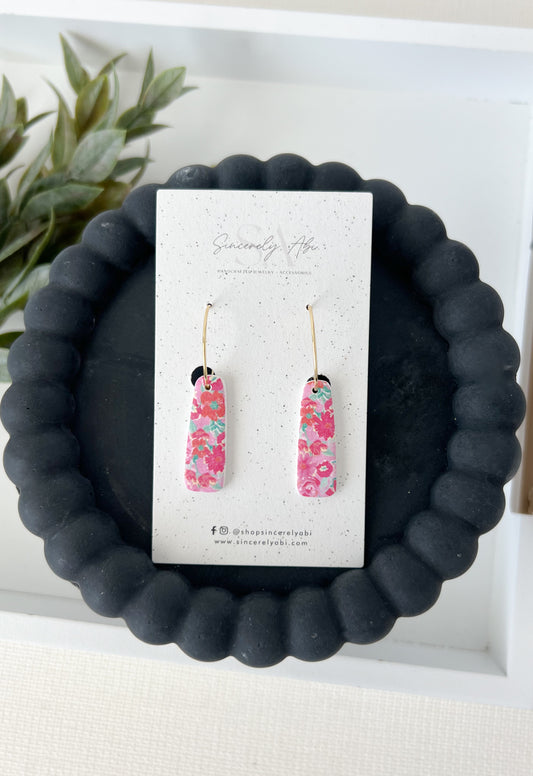 Rectangle Hoops, Pink Floral